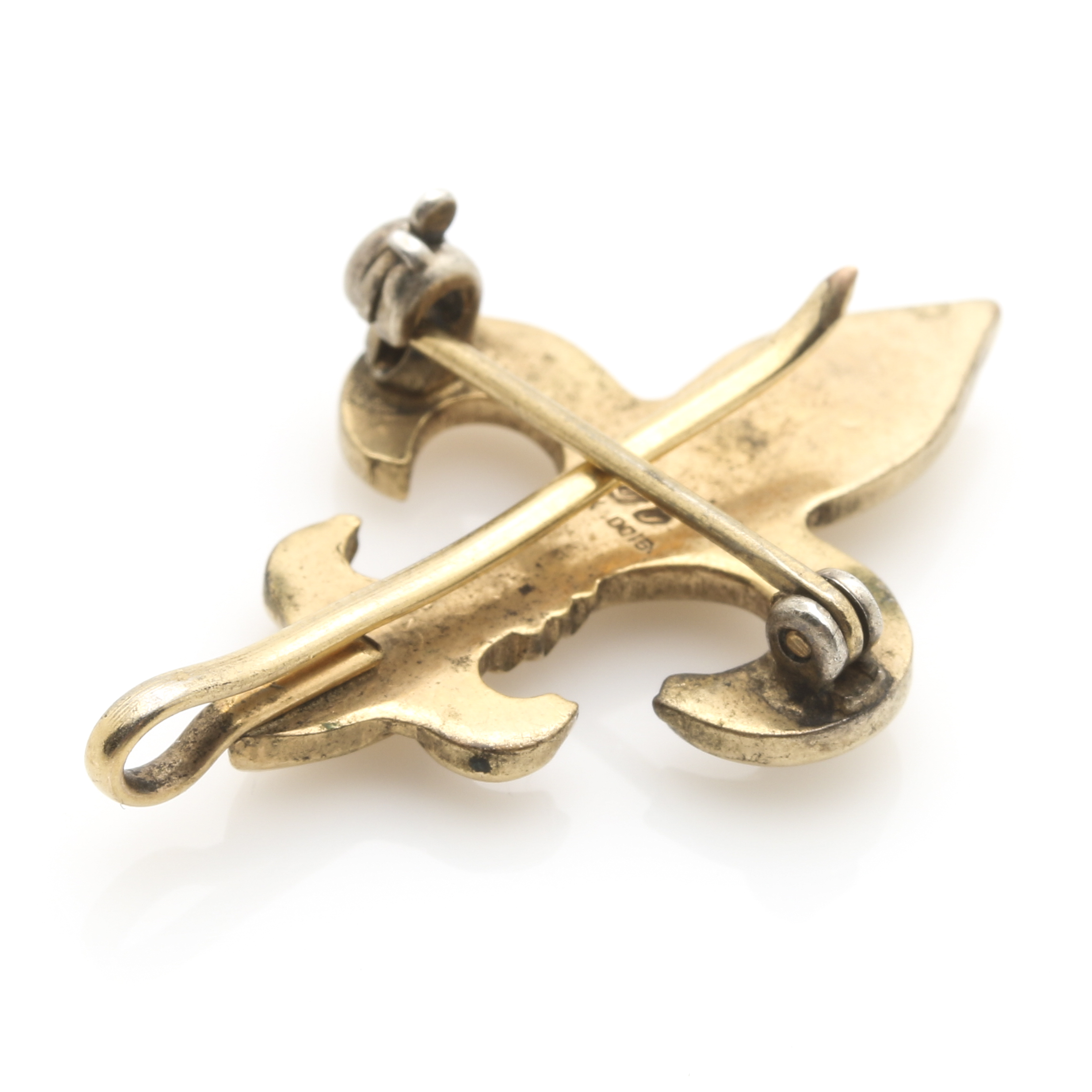 Vintage Silver-Tone Art Deco Bracelet and Gold Filled Fleur-de-lis Brooch Clip