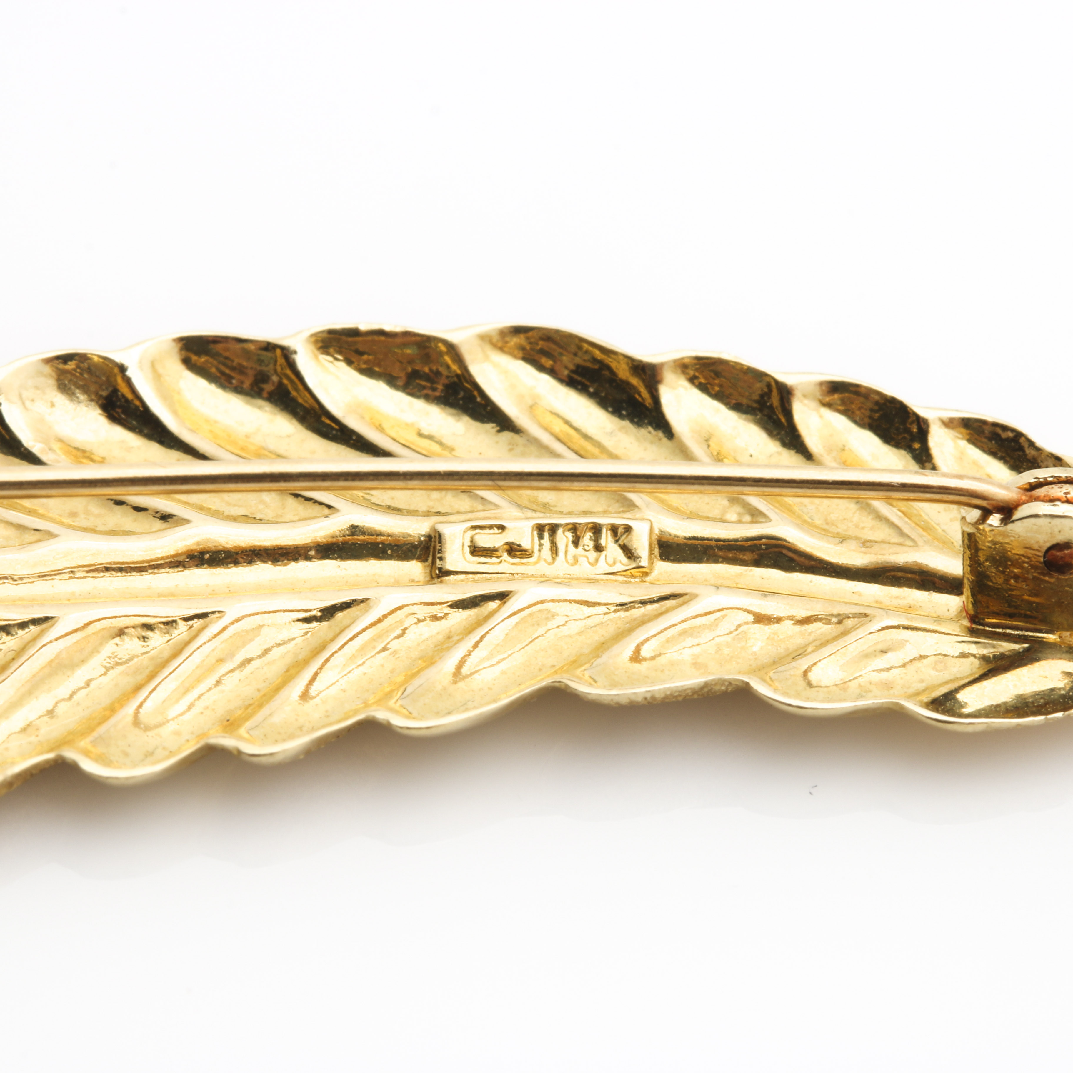 14K Yellow Gold Feather Pin and 12K Two-Tone Gold Game Bird Tie Tac