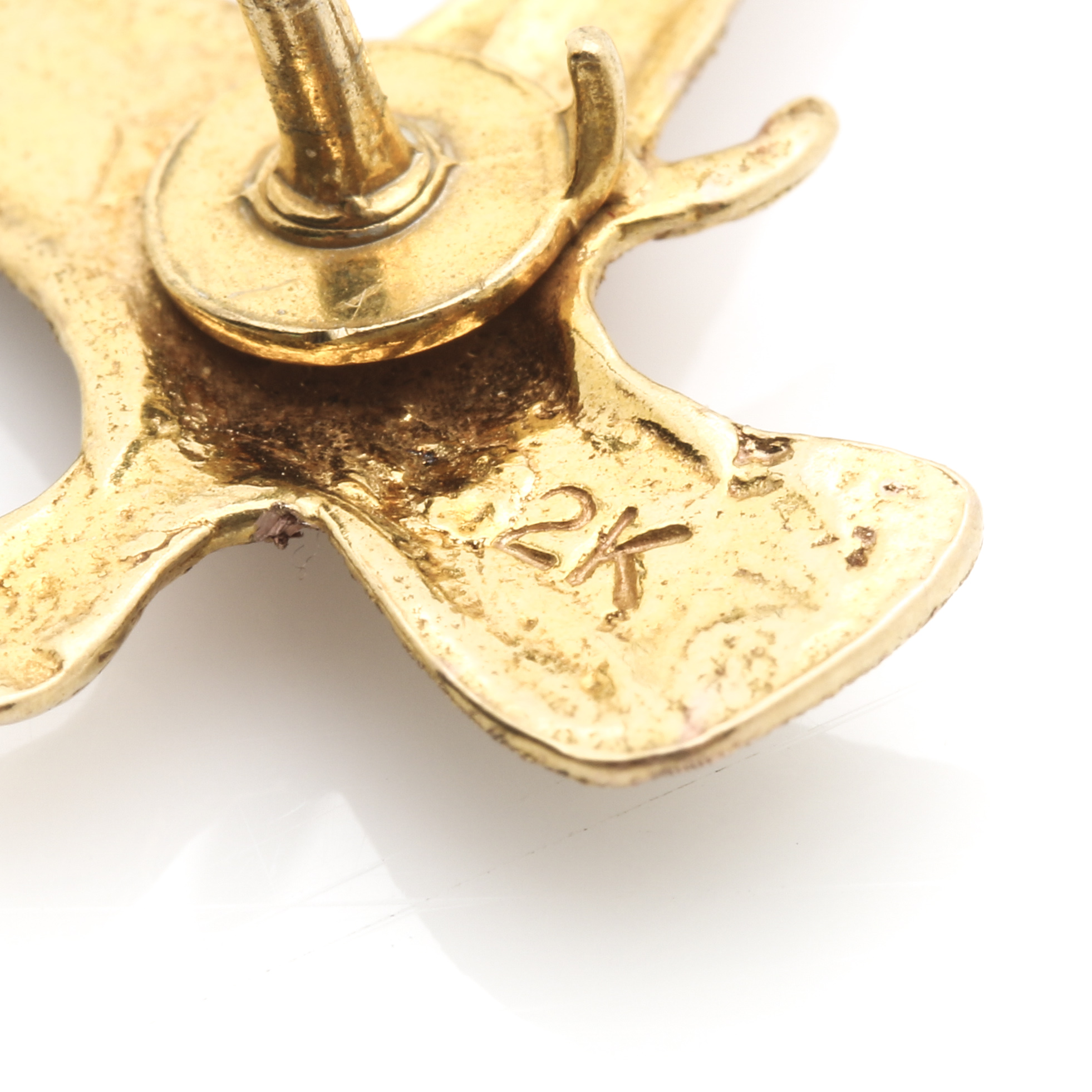 14K Yellow Gold Feather Pin and 12K Two-Tone Gold Game Bird Tie Tac