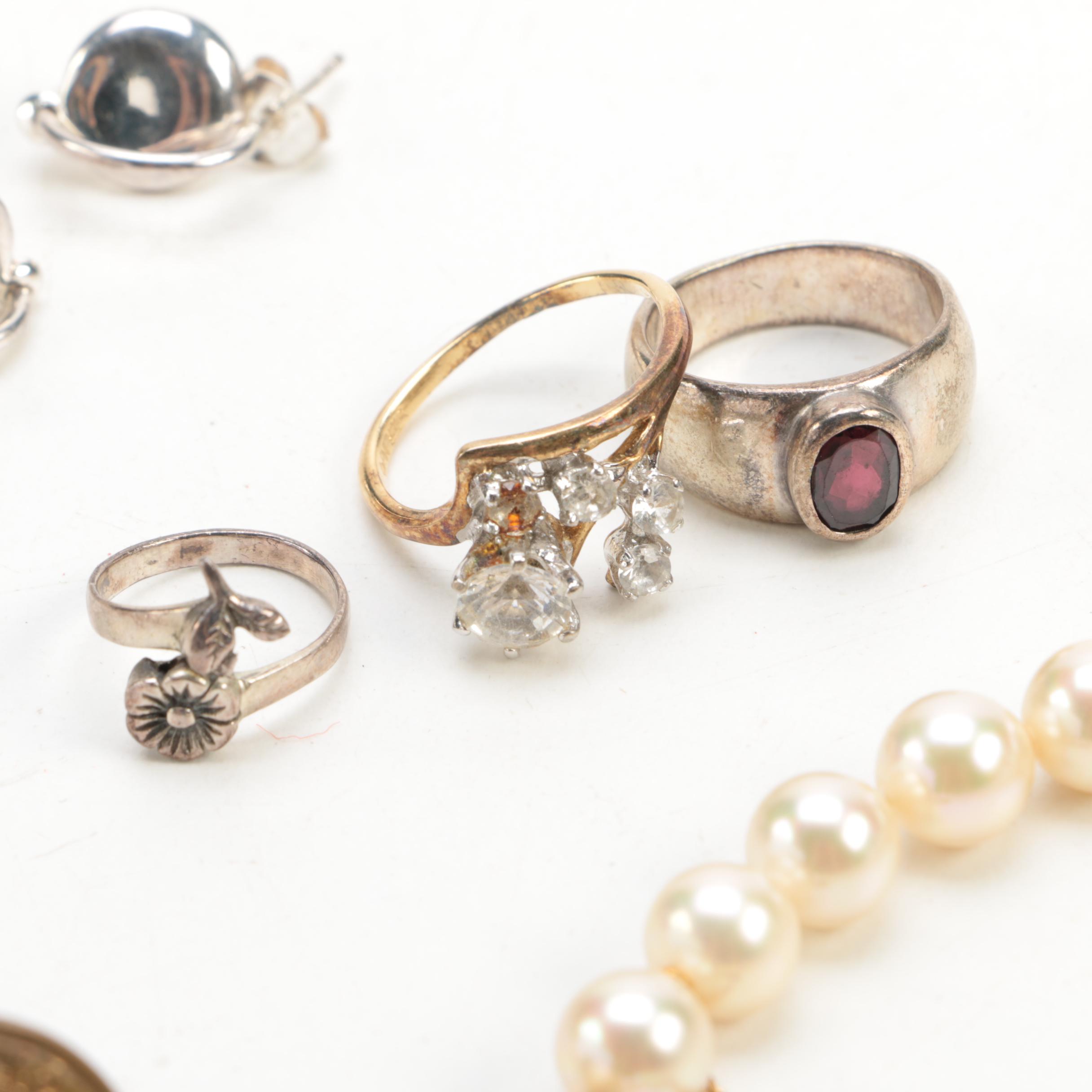 Assorted Costume Jewelry Including Sterling Silver