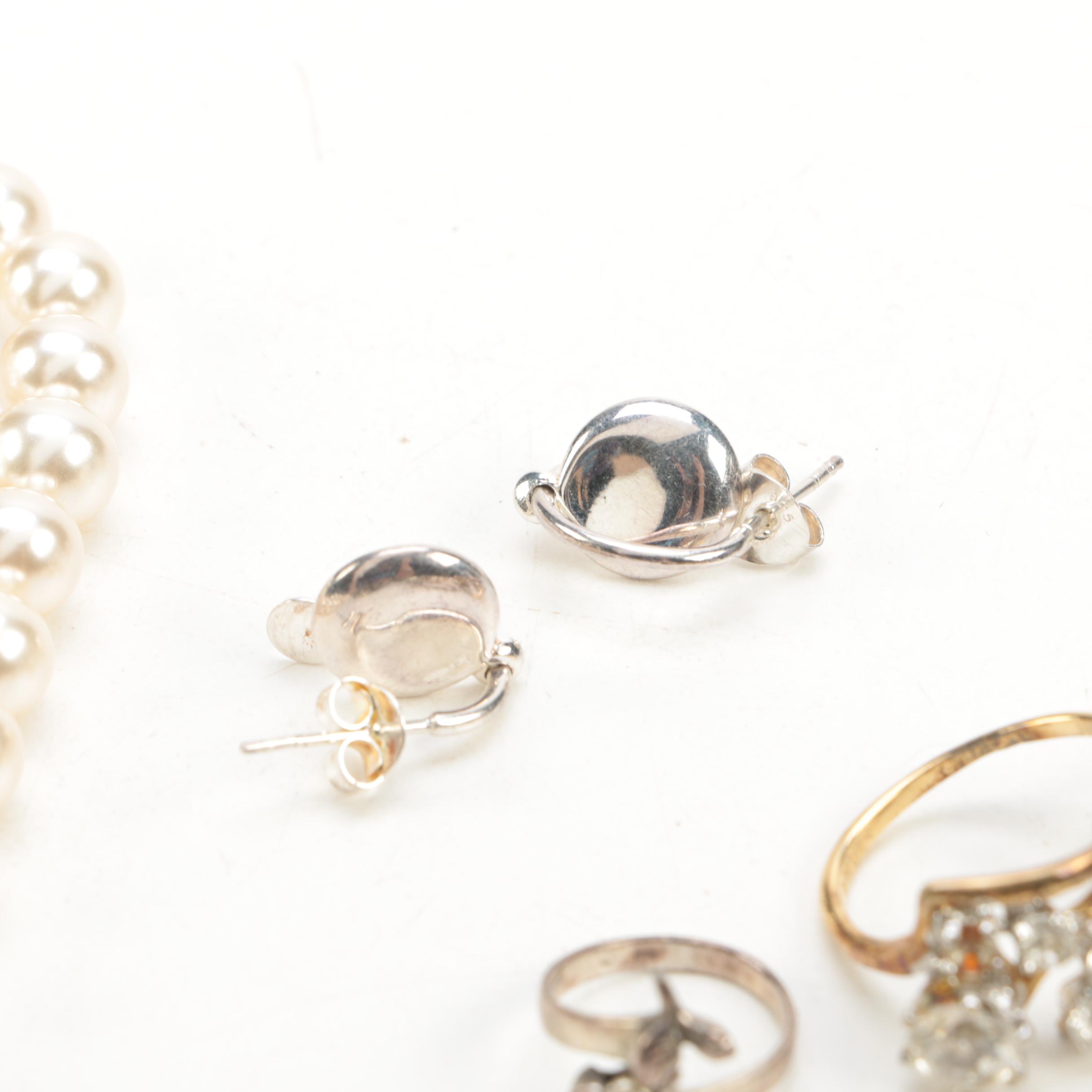 Assorted Costume Jewelry Including Sterling Silver