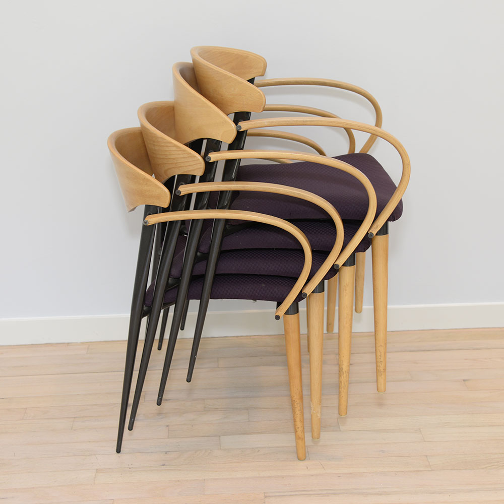 Modern Style Maple Stackable Armchairs