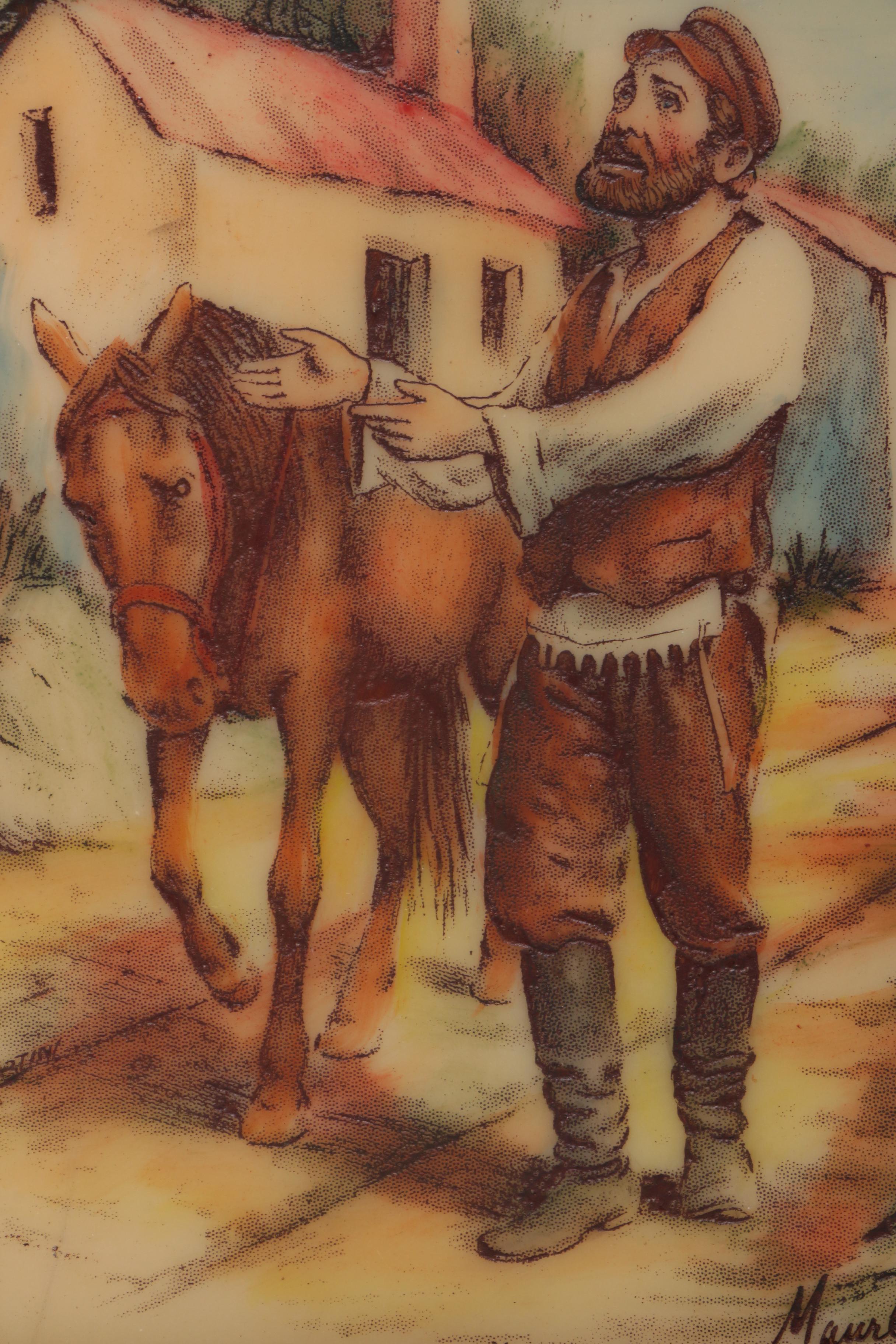 Maurleon Vintage Artini Hand Painted Engraving On Resin