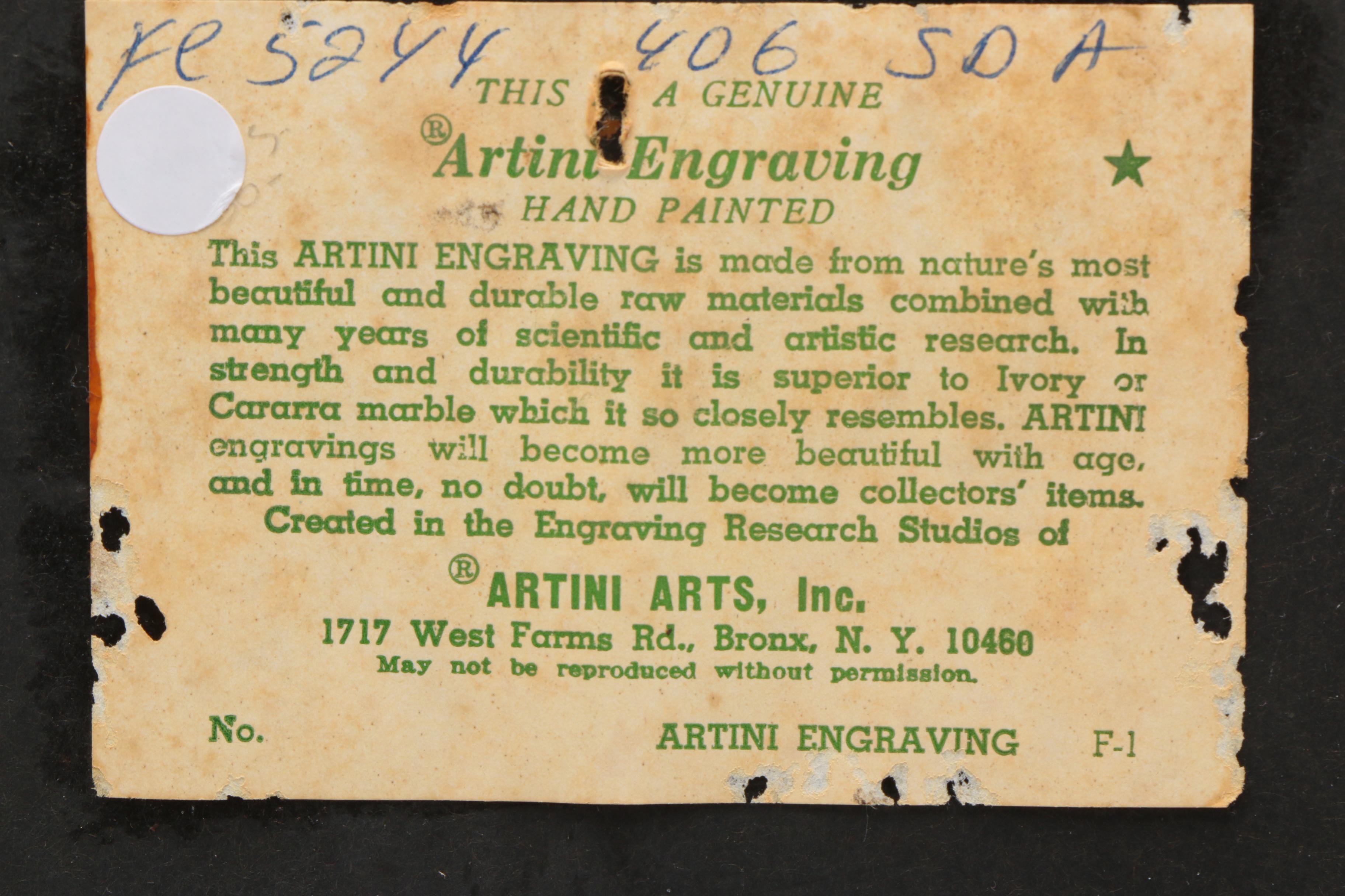 Maurleon Vintage Artini Hand Painted Engraving On Resin