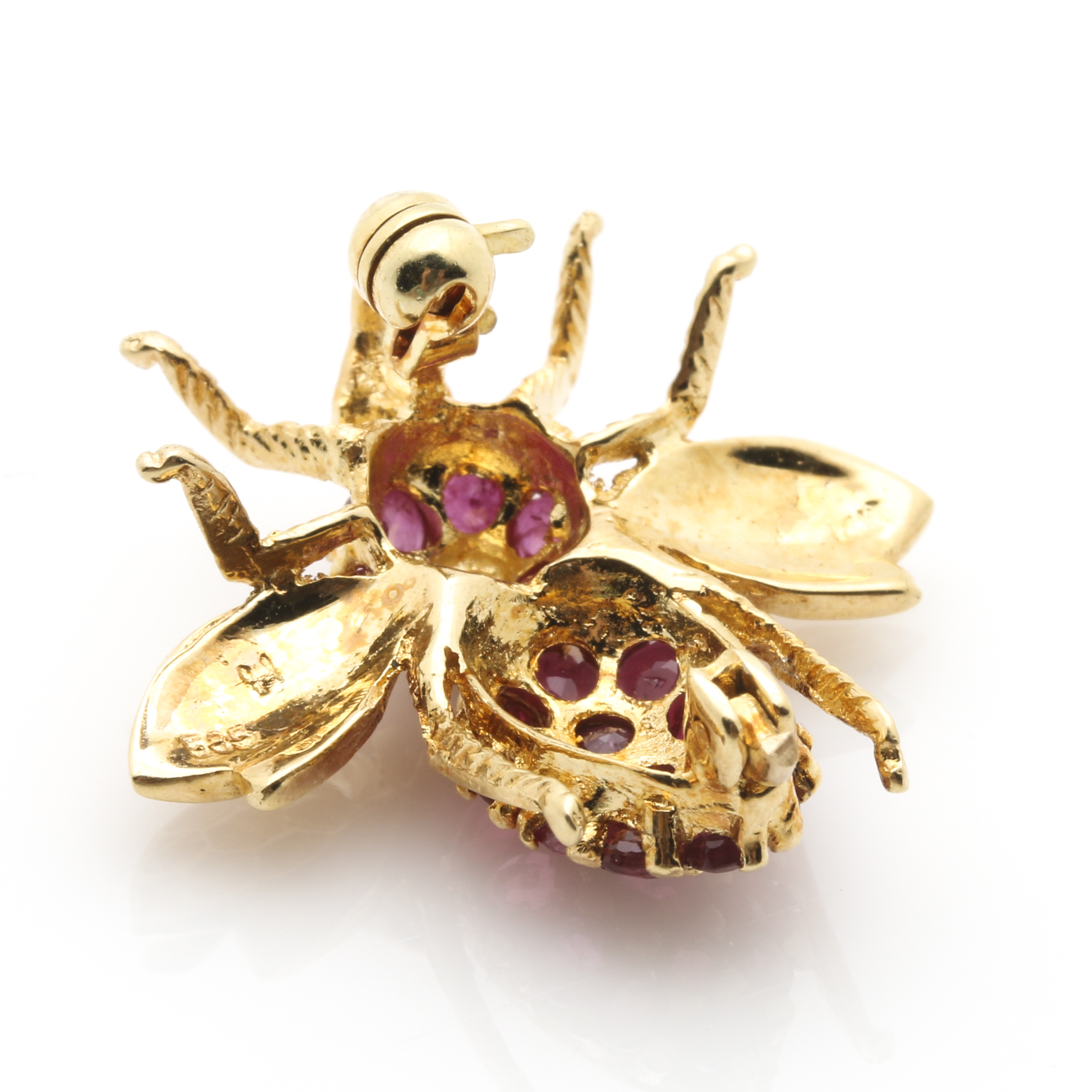 14K 1.11 CTW Ruby and Diamond and 10K Amethyst Bee Brooches