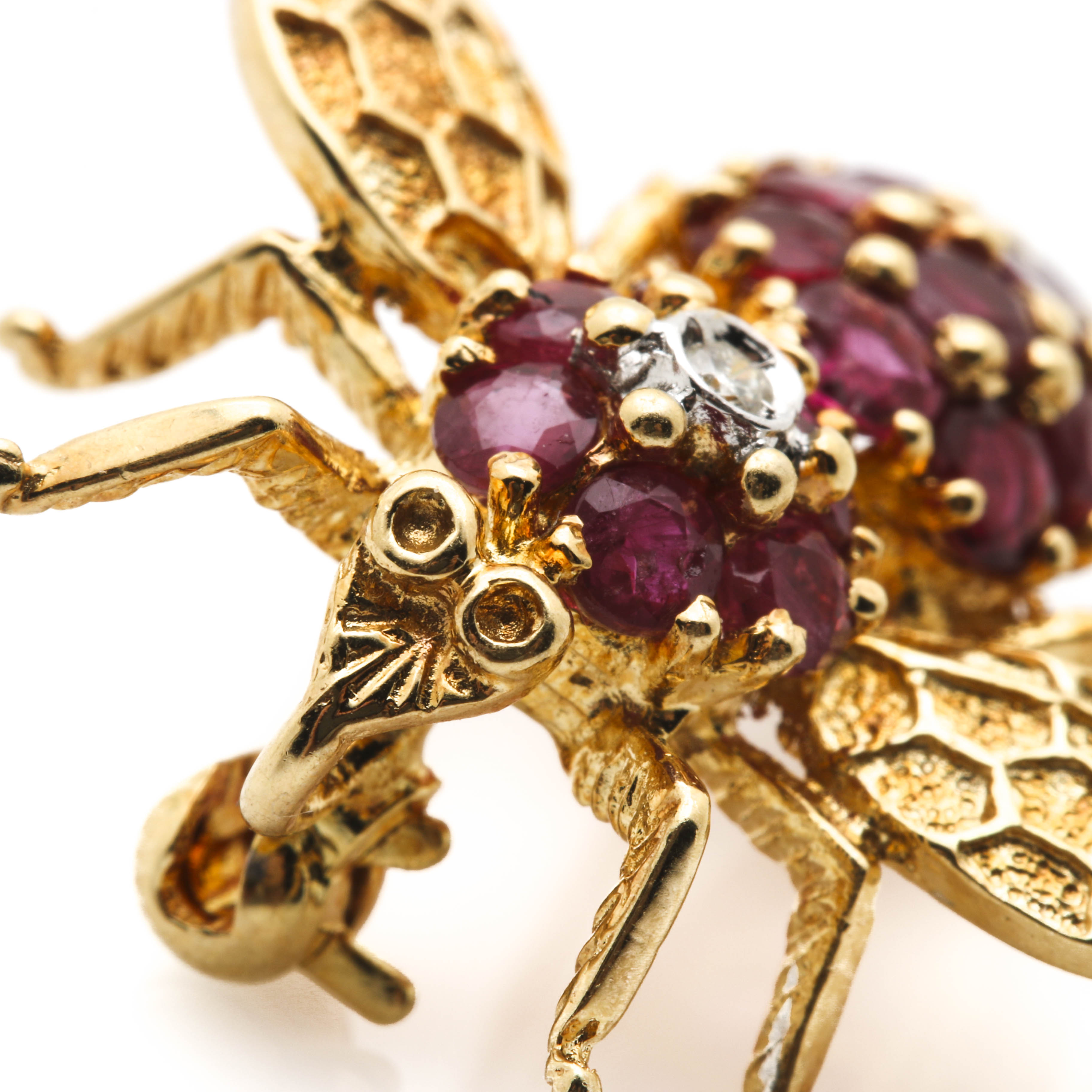 14K 1.11 CTW Ruby and Diamond and 10K Amethyst Bee Brooches