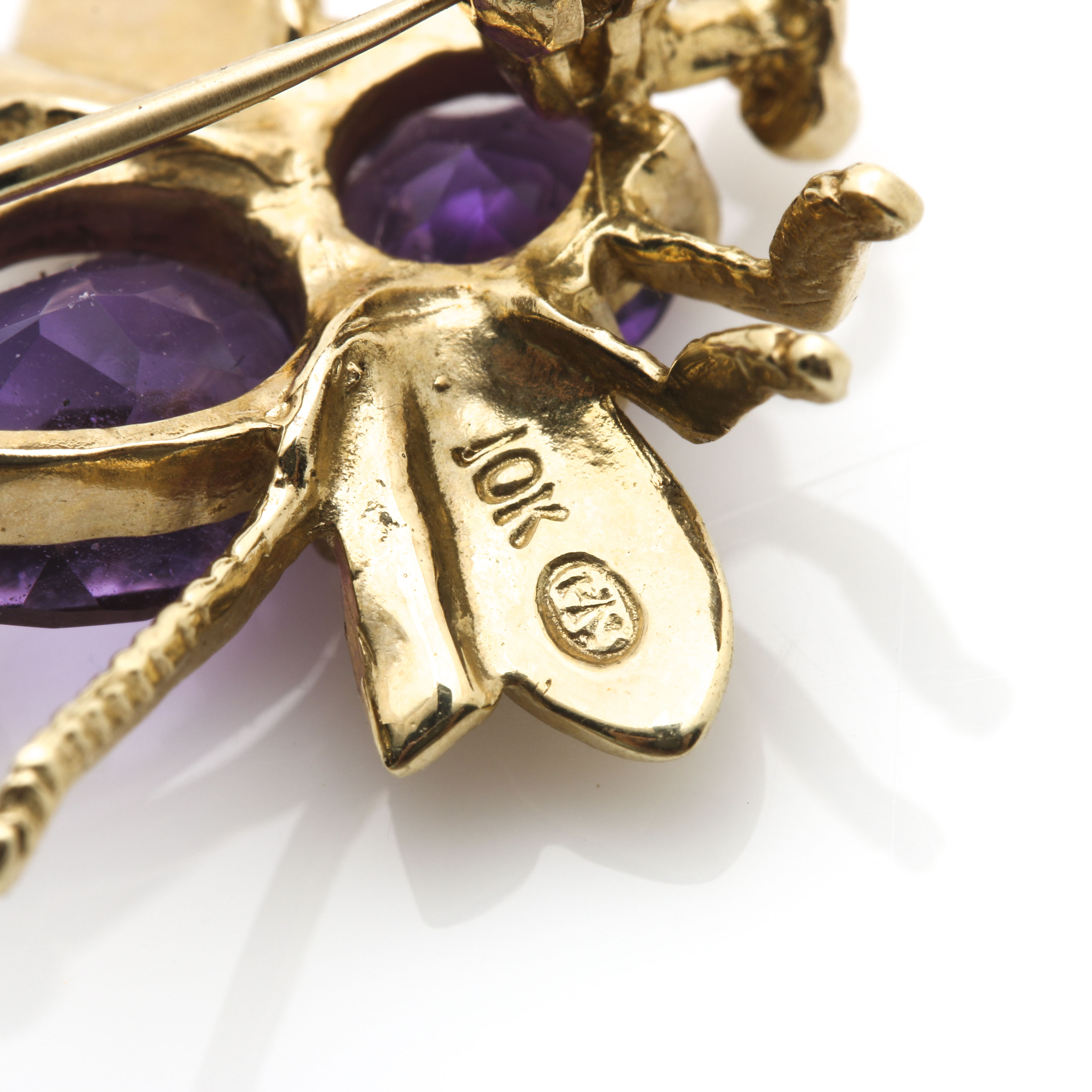 14K 1.11 CTW Ruby and Diamond and 10K Amethyst Bee Brooches