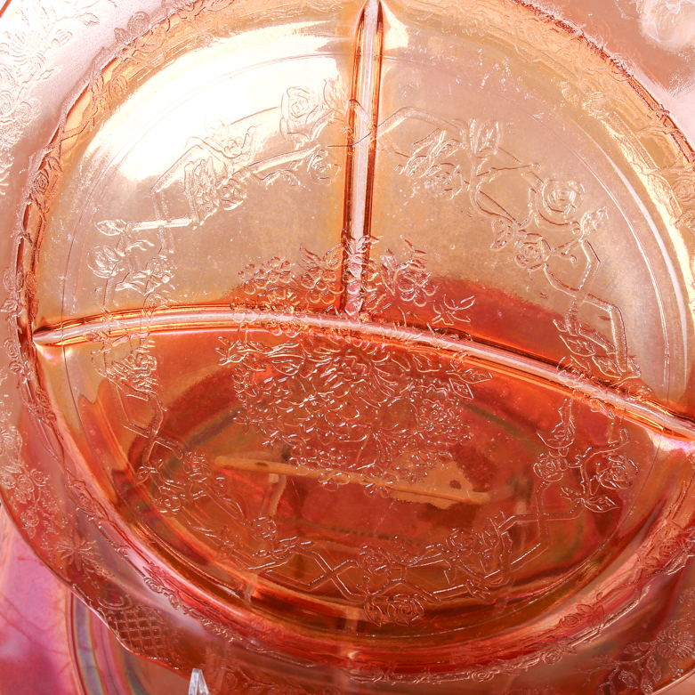 Set of Federal "Normandie" Marigold Carnival Glass Grill Plates