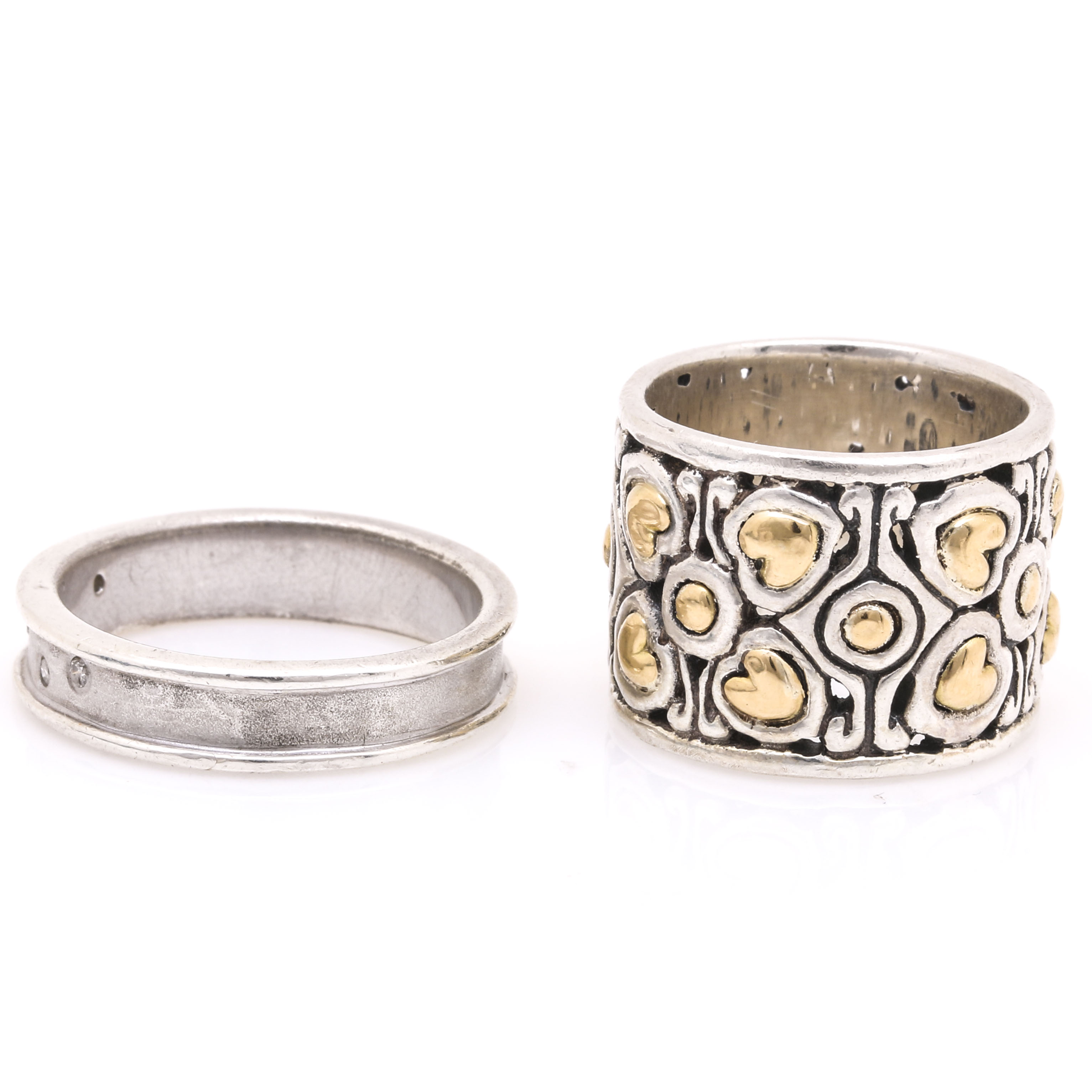 Sterling Silver Rings With 18K Yellow Gold Accents and Diamonds