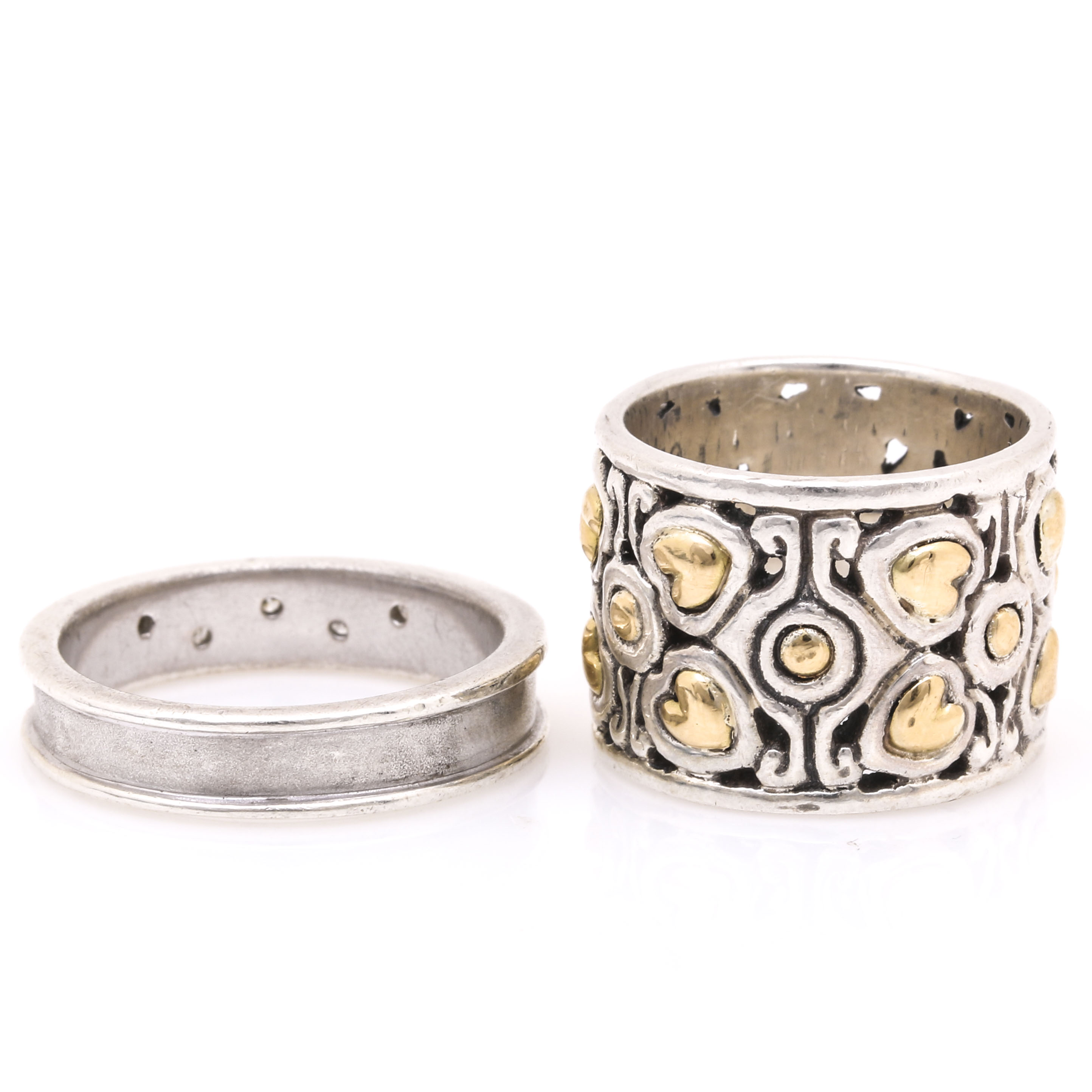 Sterling Silver Rings With 18K Yellow Gold Accents and Diamonds