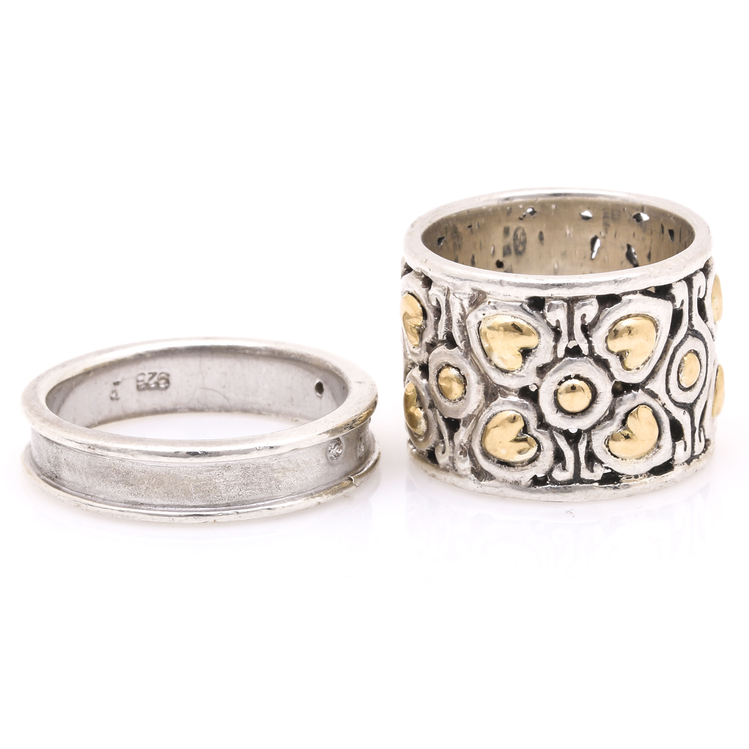 Sterling Silver Rings With 18K Yellow Gold Accents and Diamonds