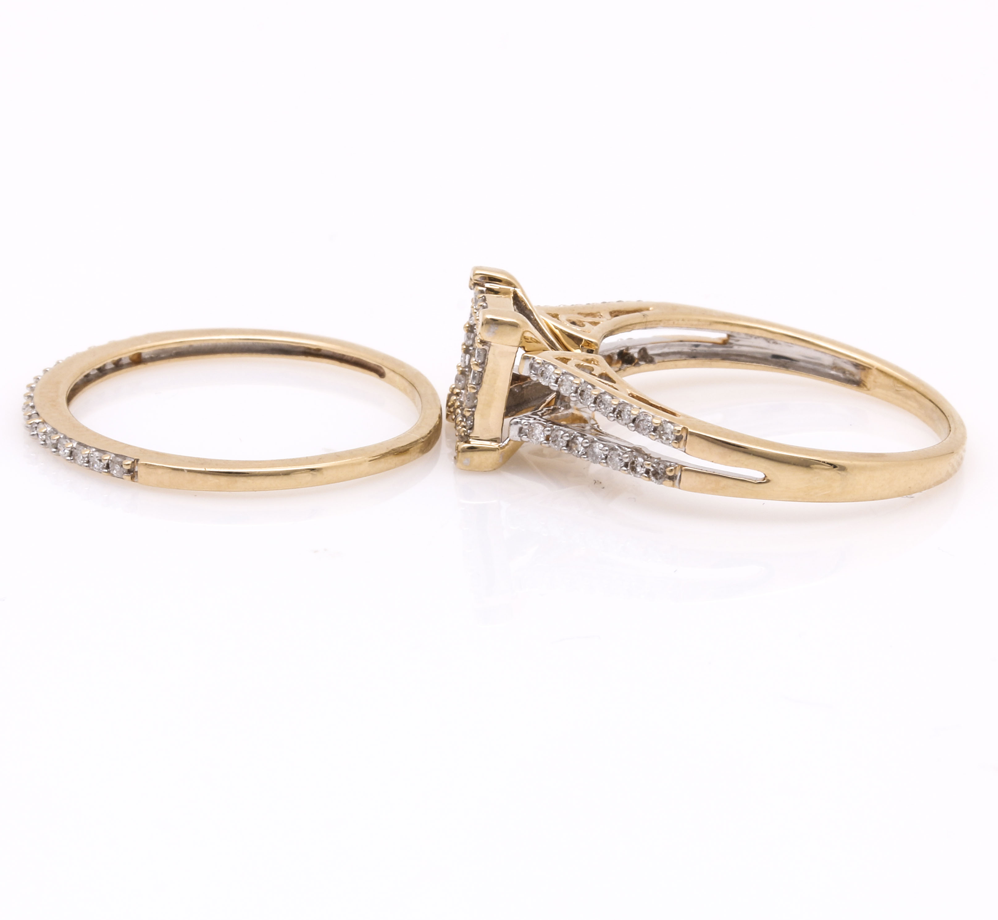 14K Yellow Gold Diamond Wedding Set