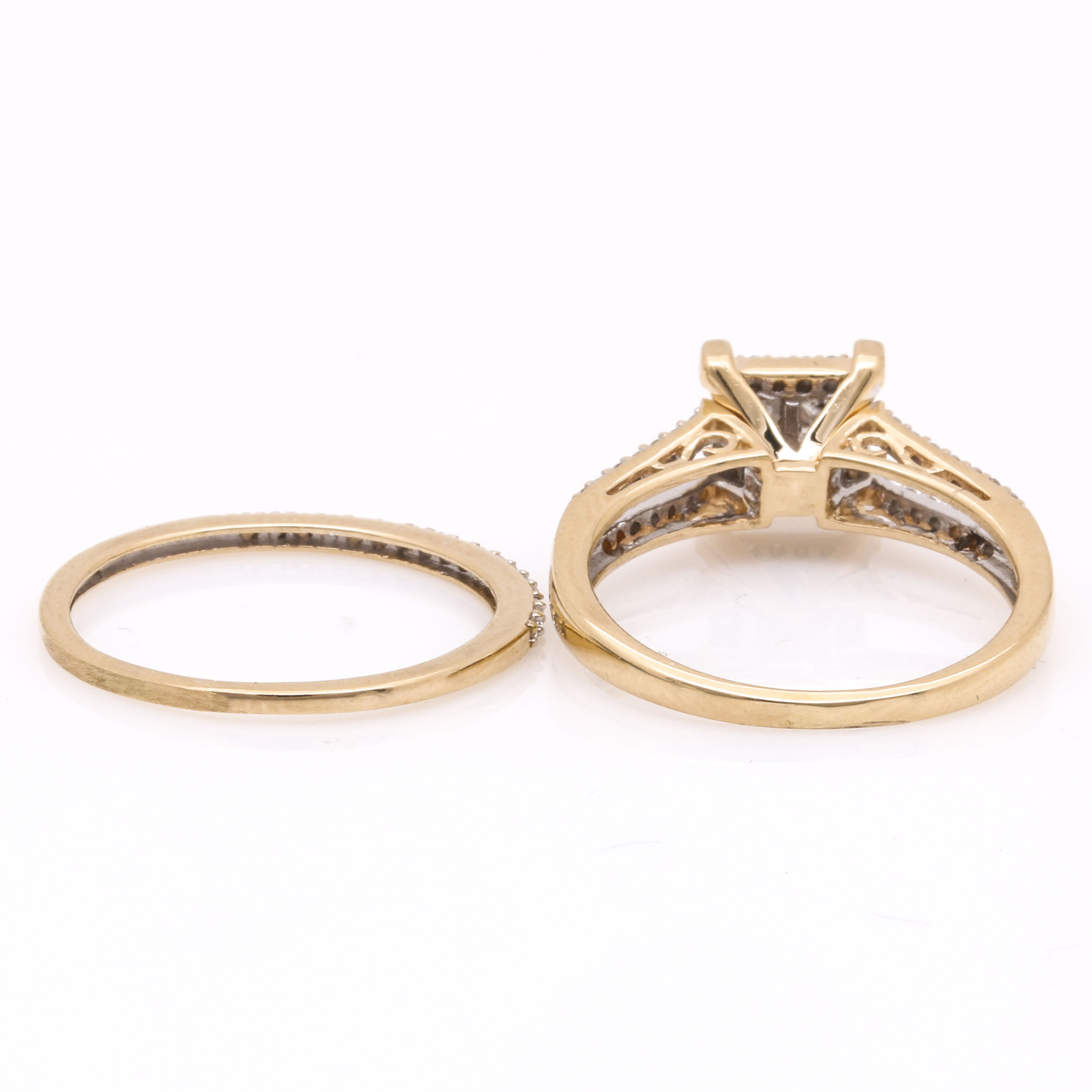 14K Yellow Gold Diamond Wedding Set