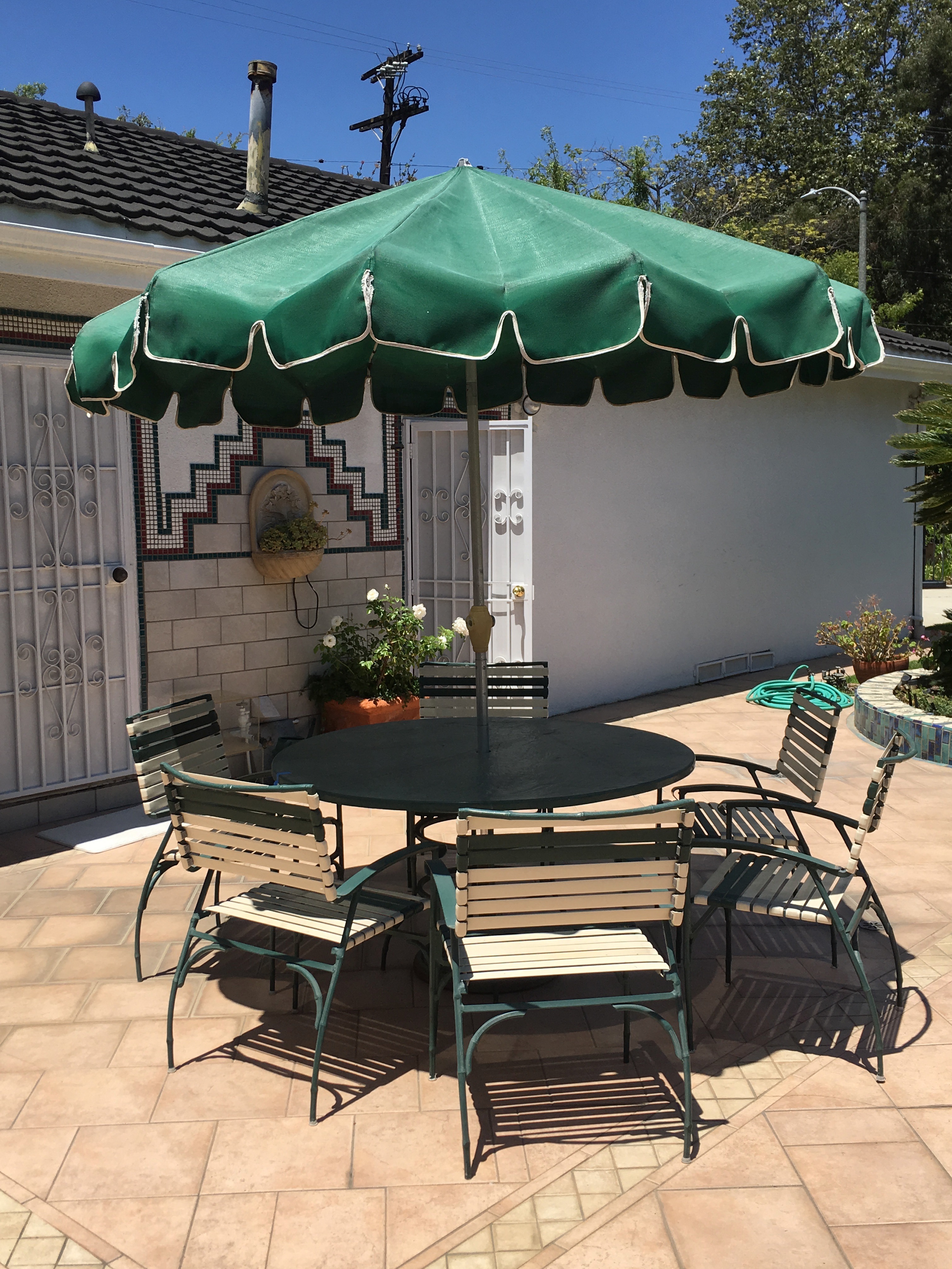 Vintage Finkel Patio Table and Chair Set with Umbrella