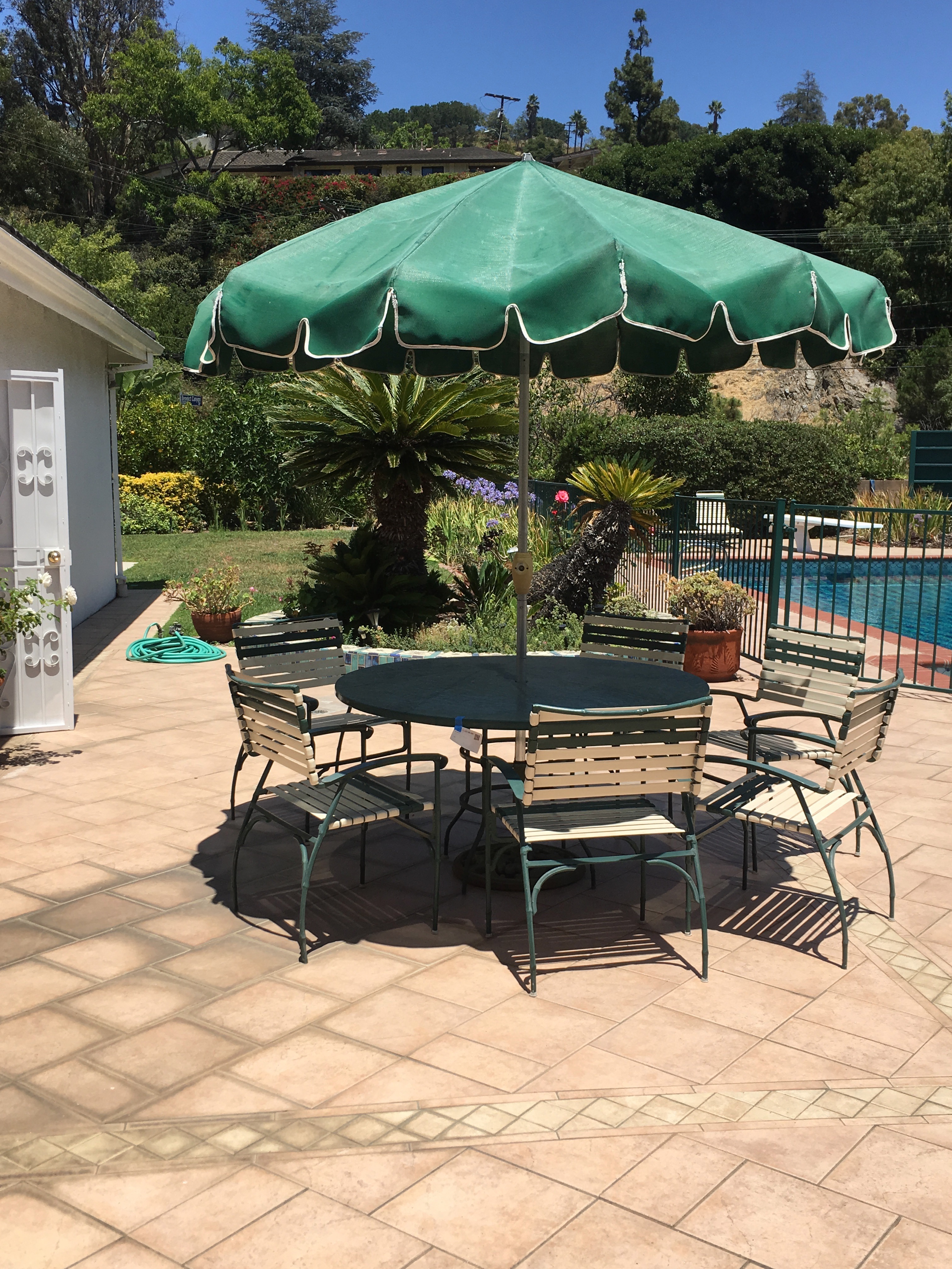 Vintage Finkel Patio Table and Chair Set with Umbrella