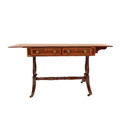 Duncan Phyfe Style Double Pedestal Drop Leaf Desk Duncan Phyfe Style Double Pedestal Drop Leaf Desk