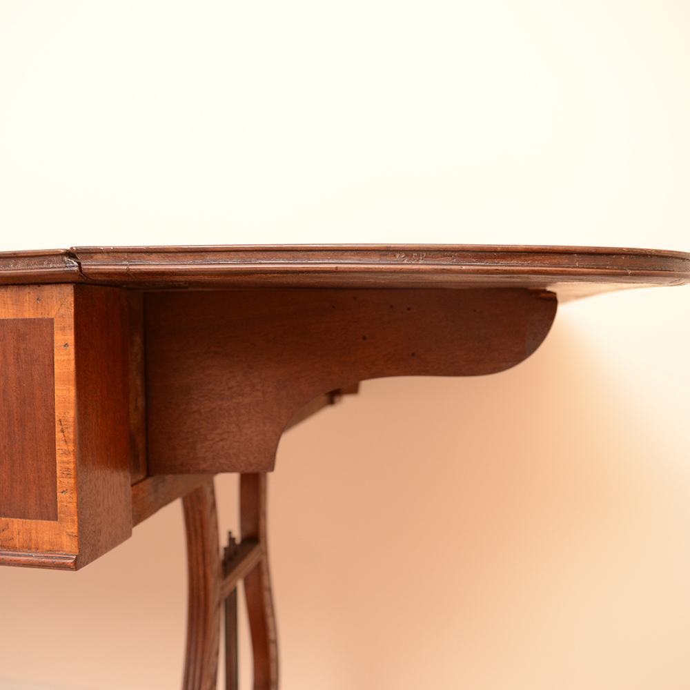 Duncan Phyfe Style Double Pedestal Drop Leaf Desk