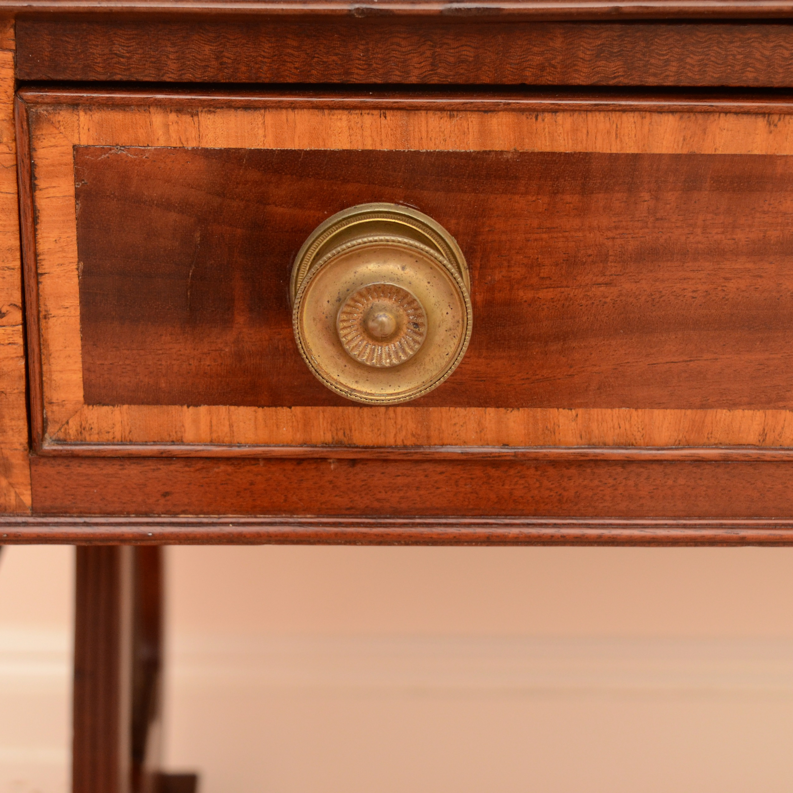 Duncan Phyfe Style Double Pedestal Drop Leaf Desk