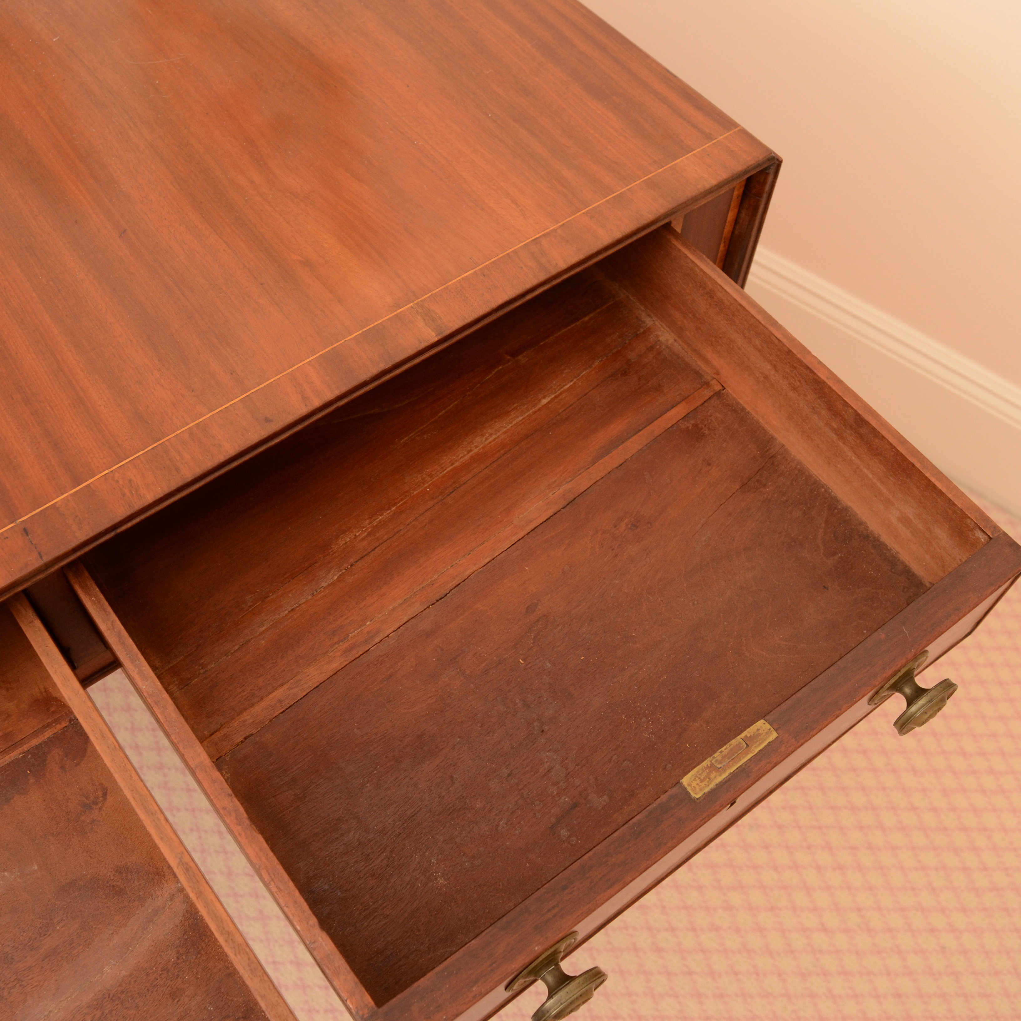 Duncan Phyfe Style Double Pedestal Drop Leaf Desk