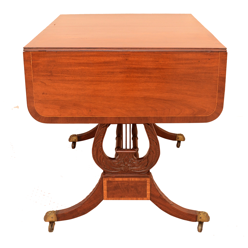 Duncan Phyfe Style Double Pedestal Drop Leaf Desk