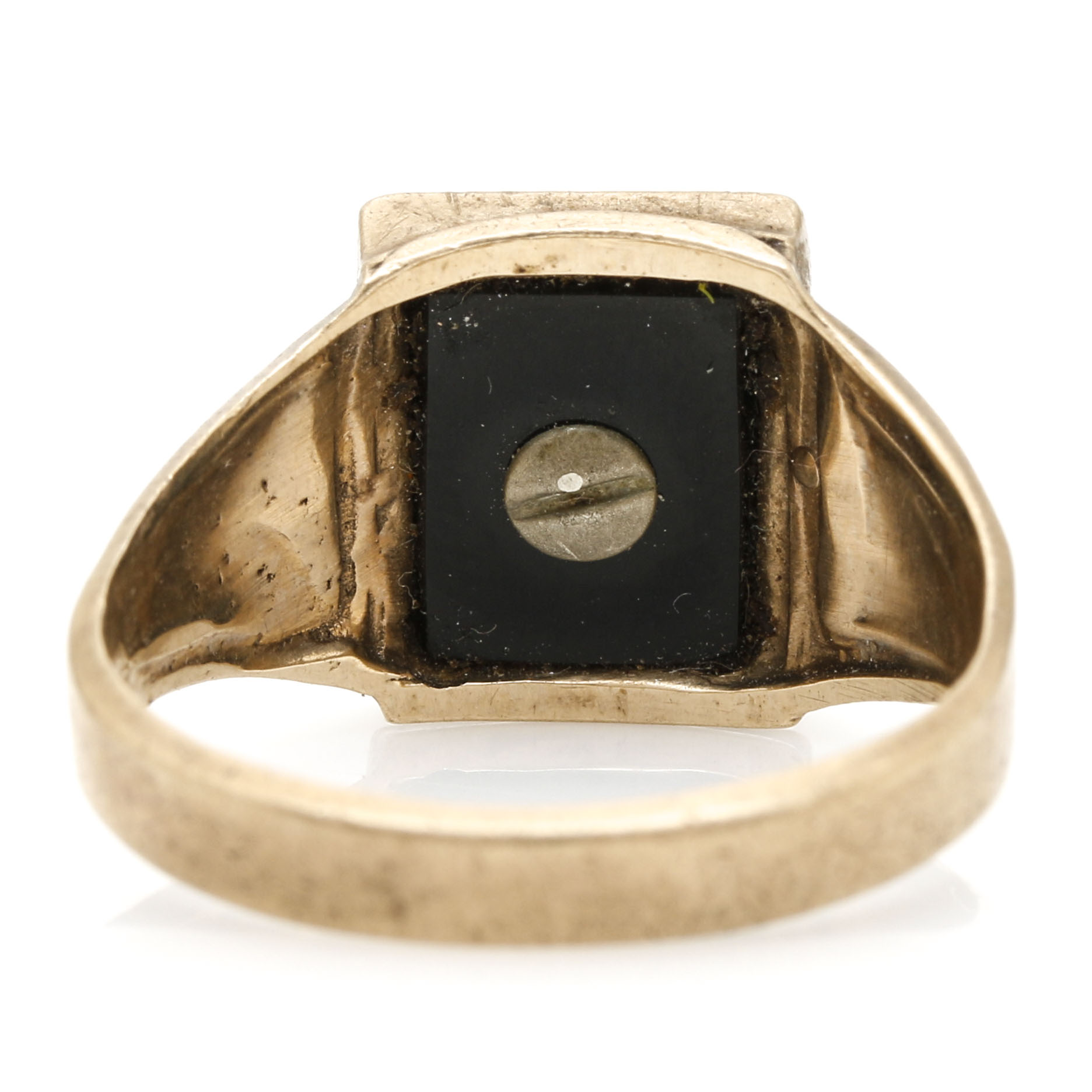 Vintage 10K Yellow Gold Black Onyx "G" Signet Ring