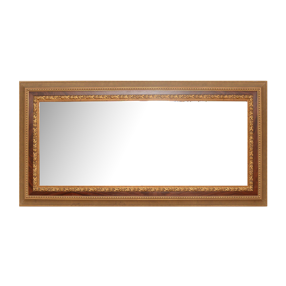 Wall Mirror with Wood Inlay Frame