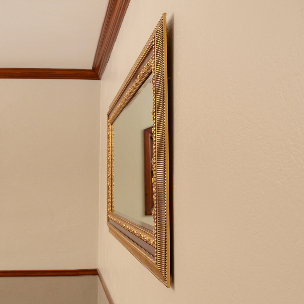 Wall Mirror with Wood Inlay Frame