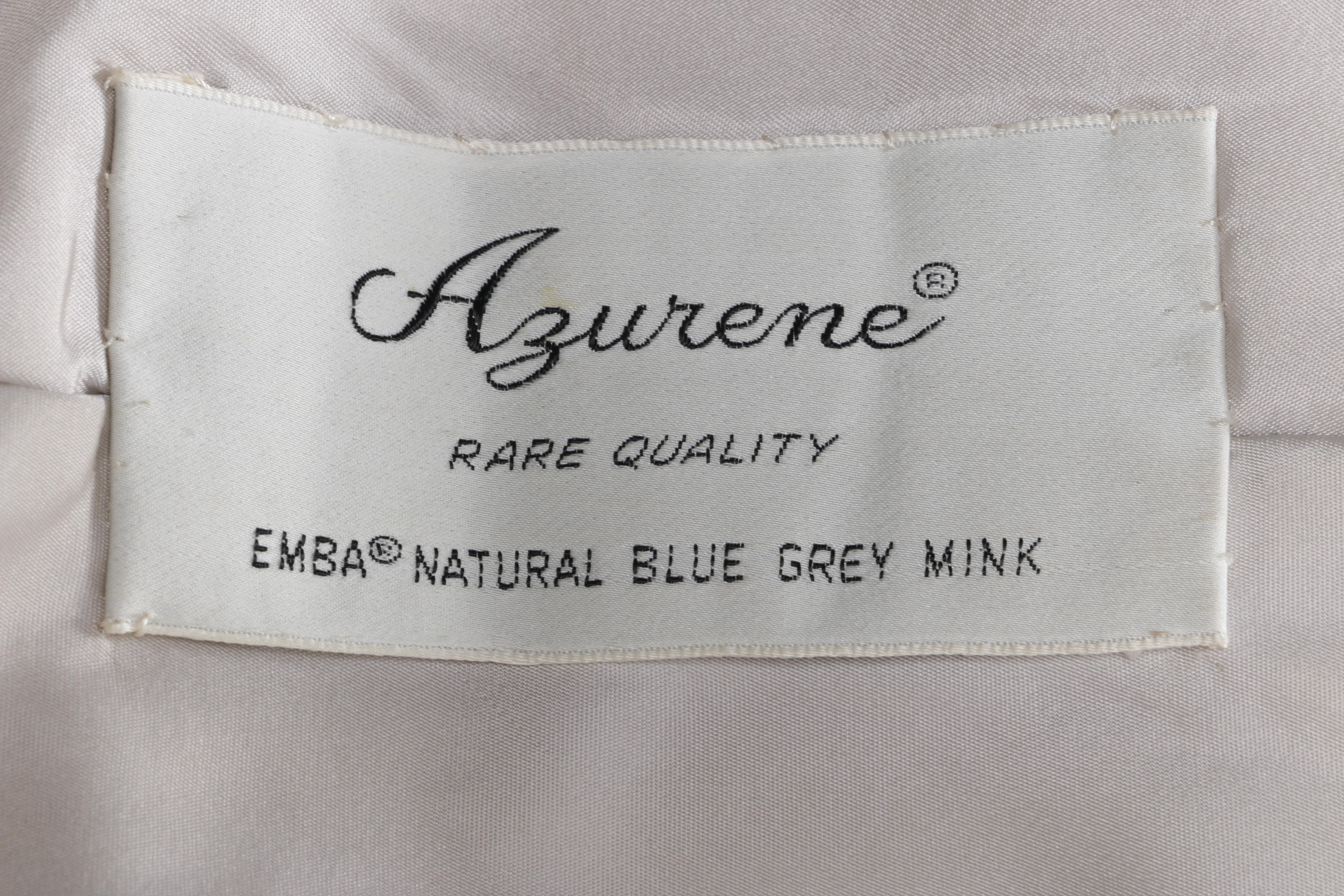 Azurene Blue Grey Mink Stole