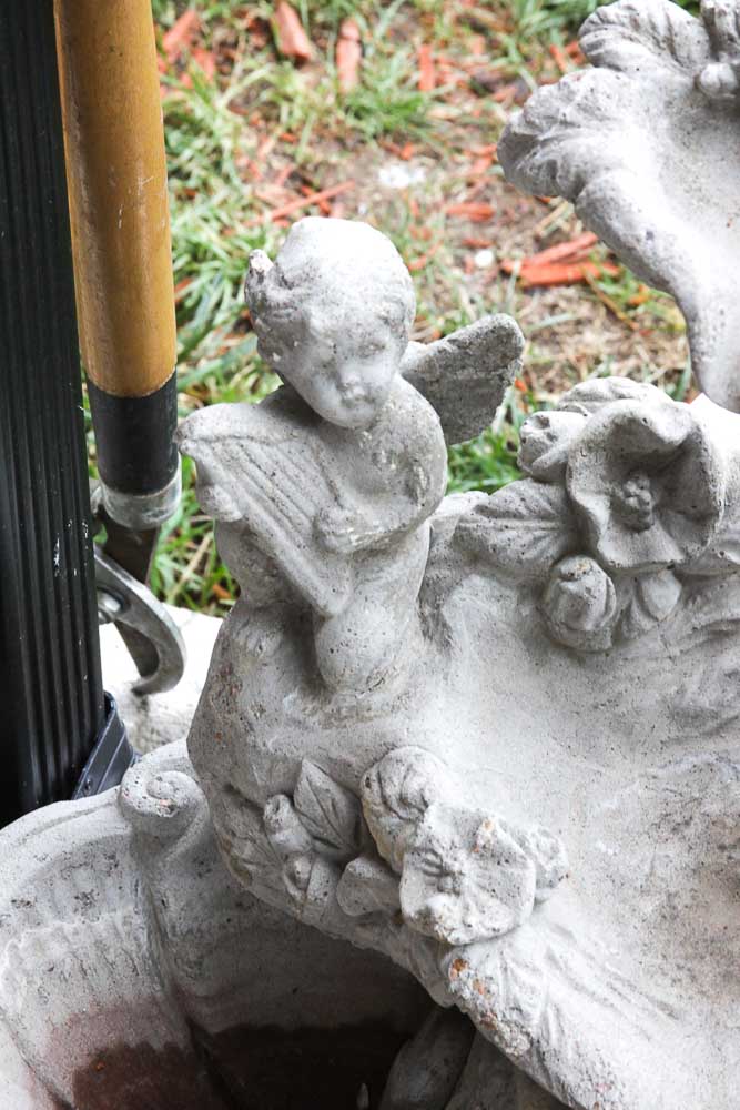 Stewart Signed Cast Stone Bird Bath Fountain