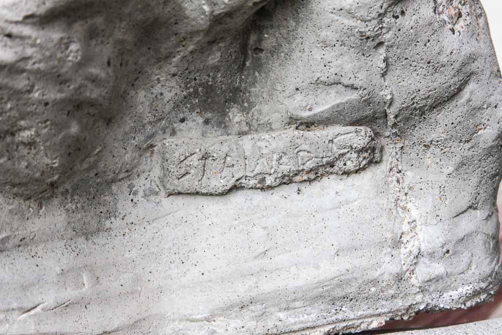 Stewart Signed Cast Stone Bird Bath Fountain