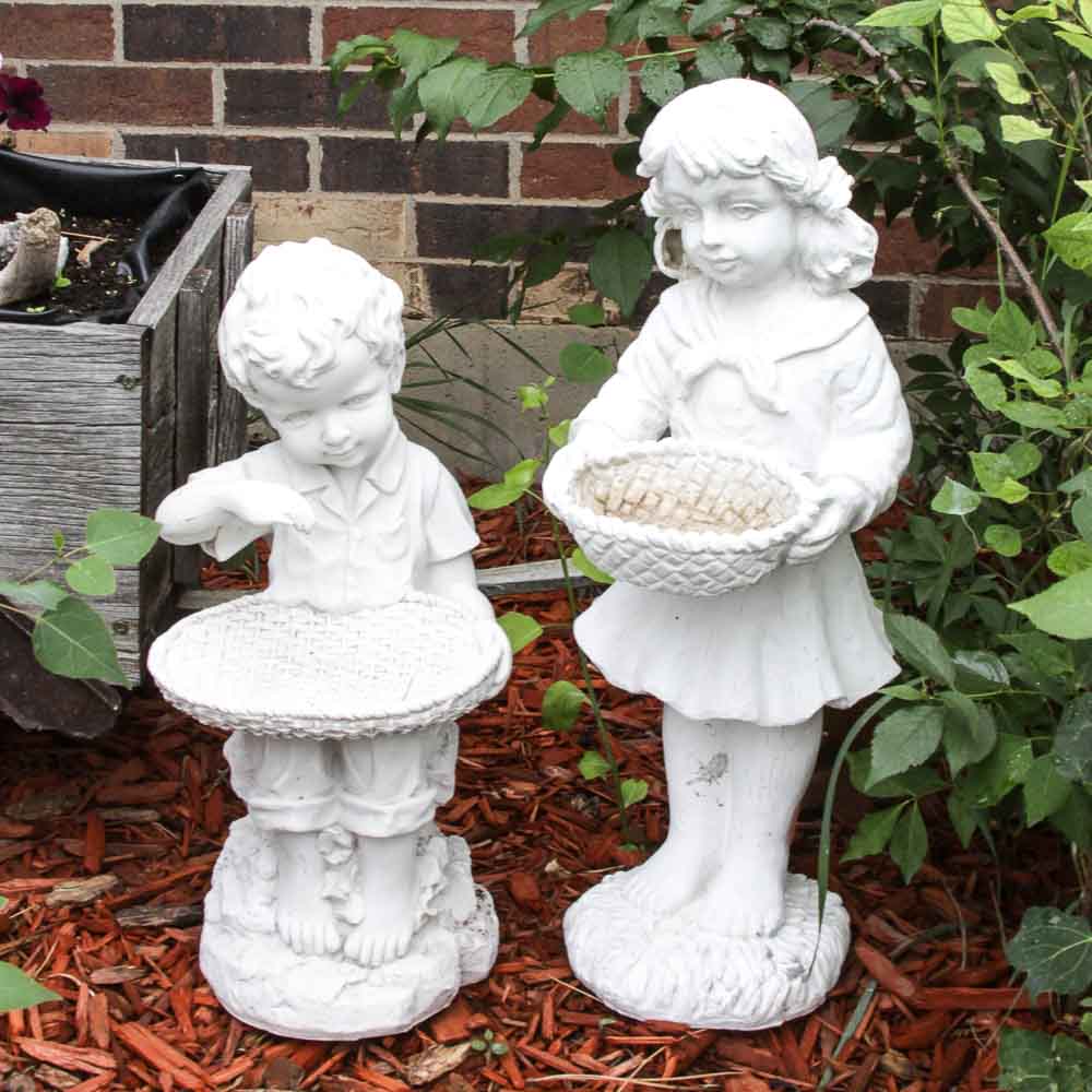 Garden Figures of a Boy and Girl