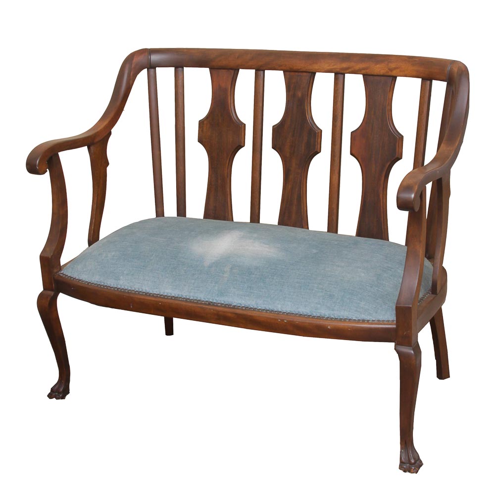 Vintage Edwardian Style Upholstered Settee