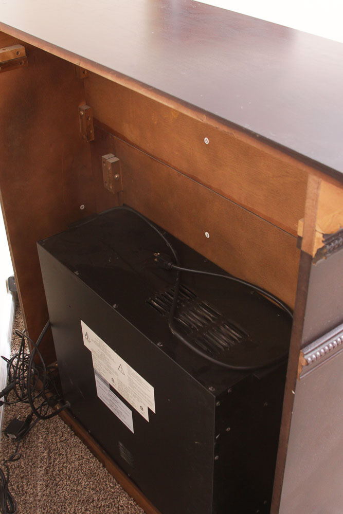 Faux Fireplace with Wooden Mantel