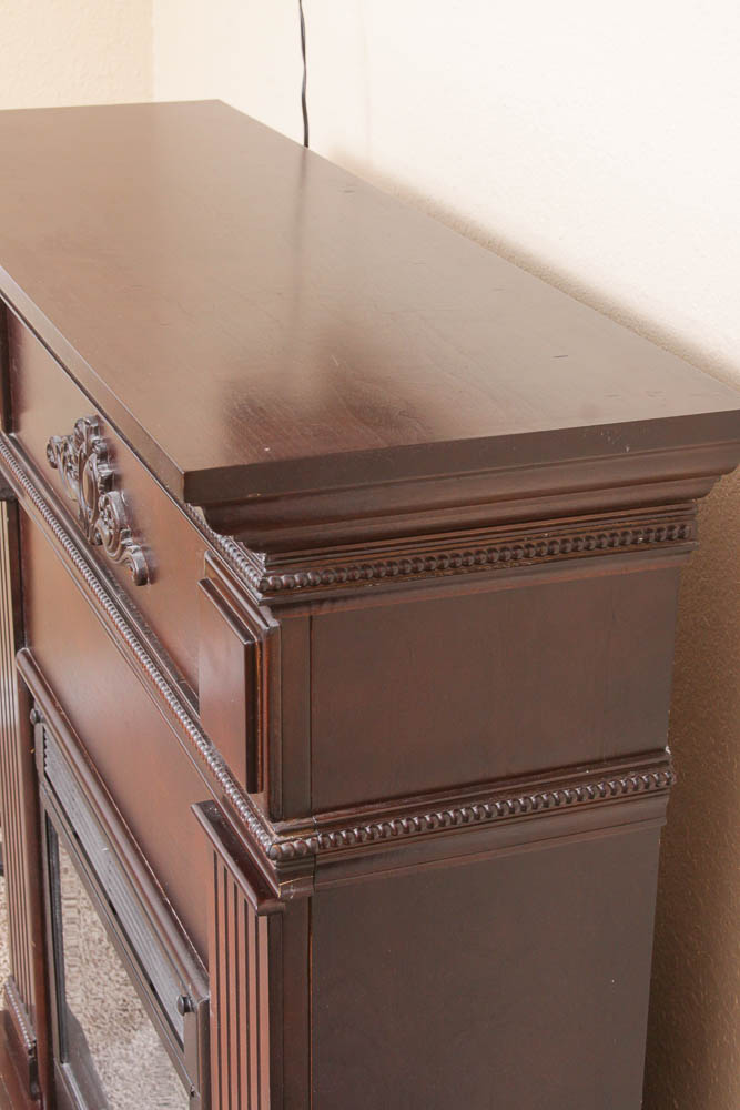 Faux Fireplace with Wooden Mantel