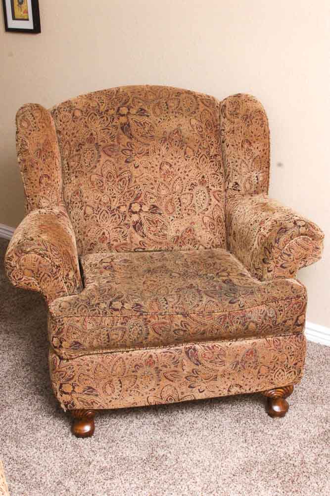 Hillcraft Furniture Upholstered Chair and Ottoman