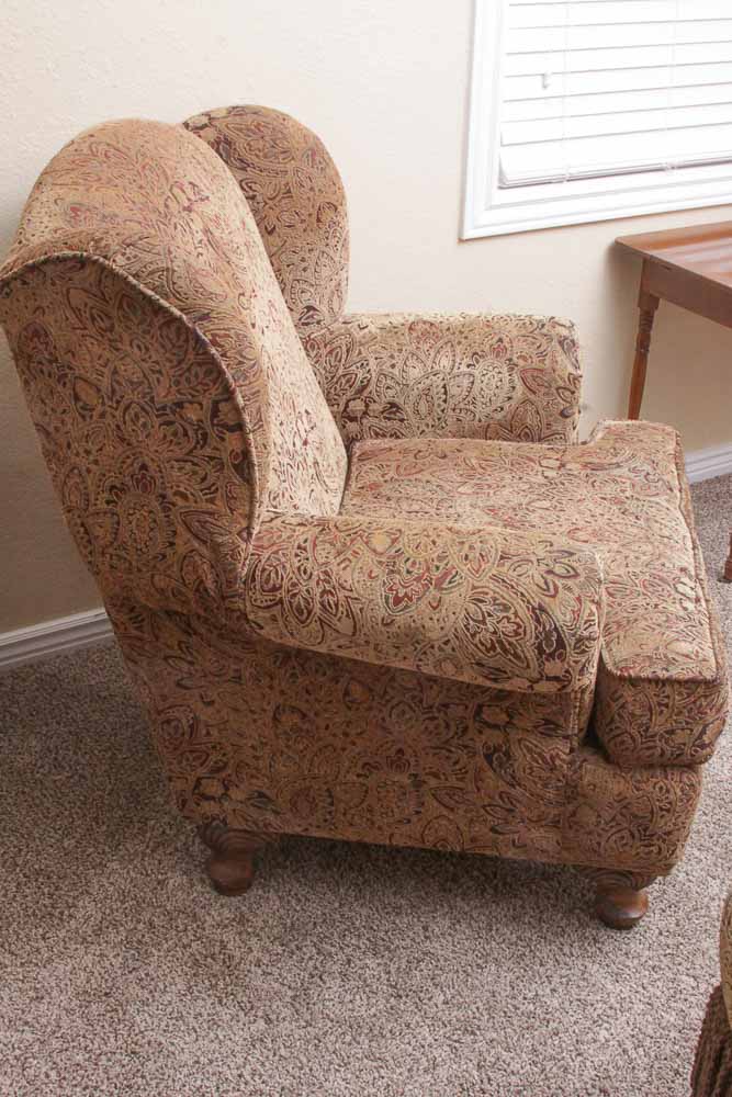 Hillcraft Furniture Upholstered Chair and Ottoman