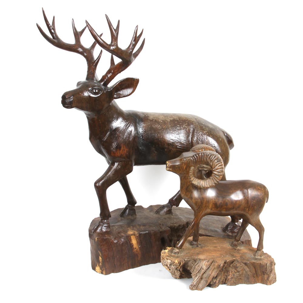 Carved Wooden Animal Figurines