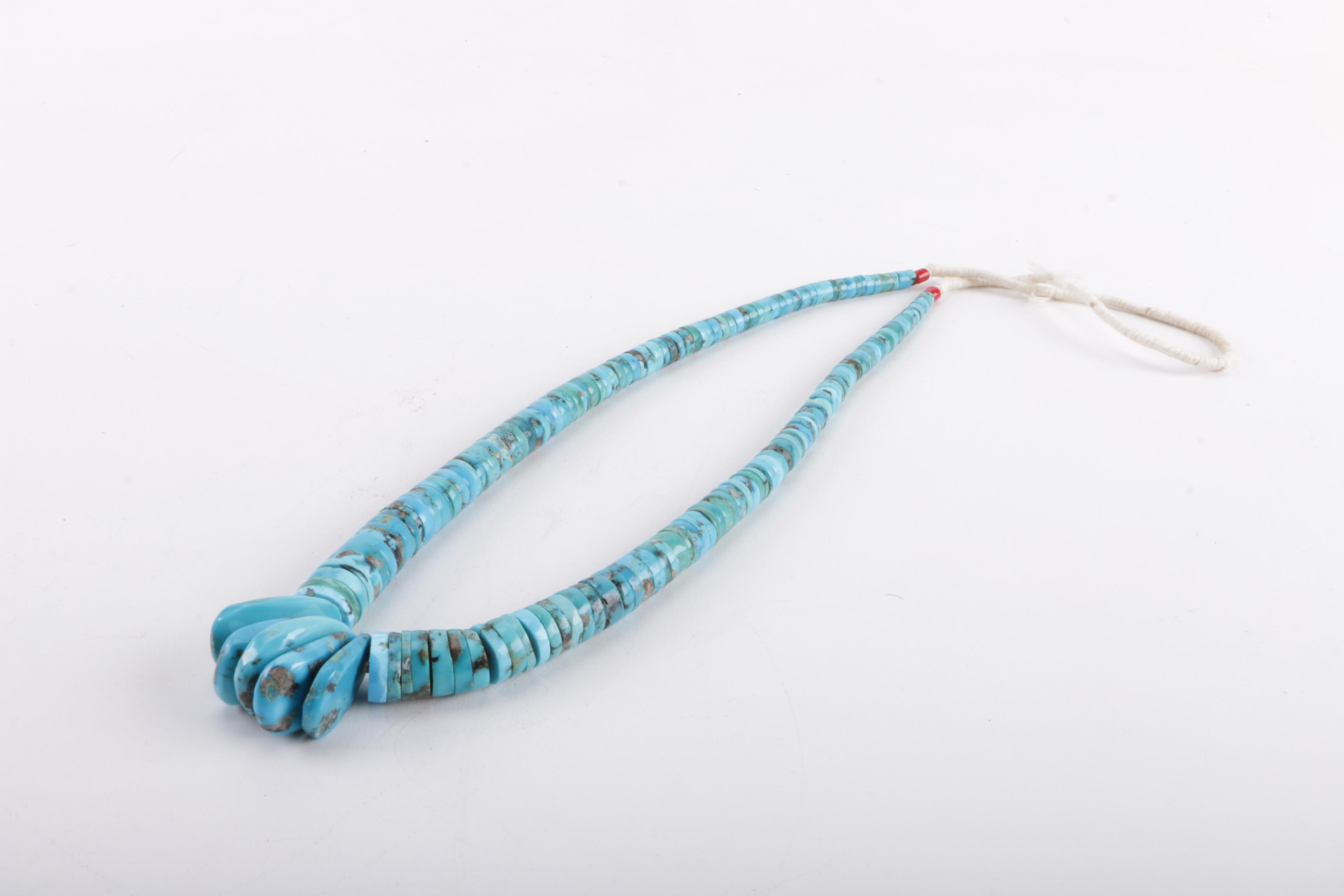 Necklace and Sterling Silver Ring With Turquoise