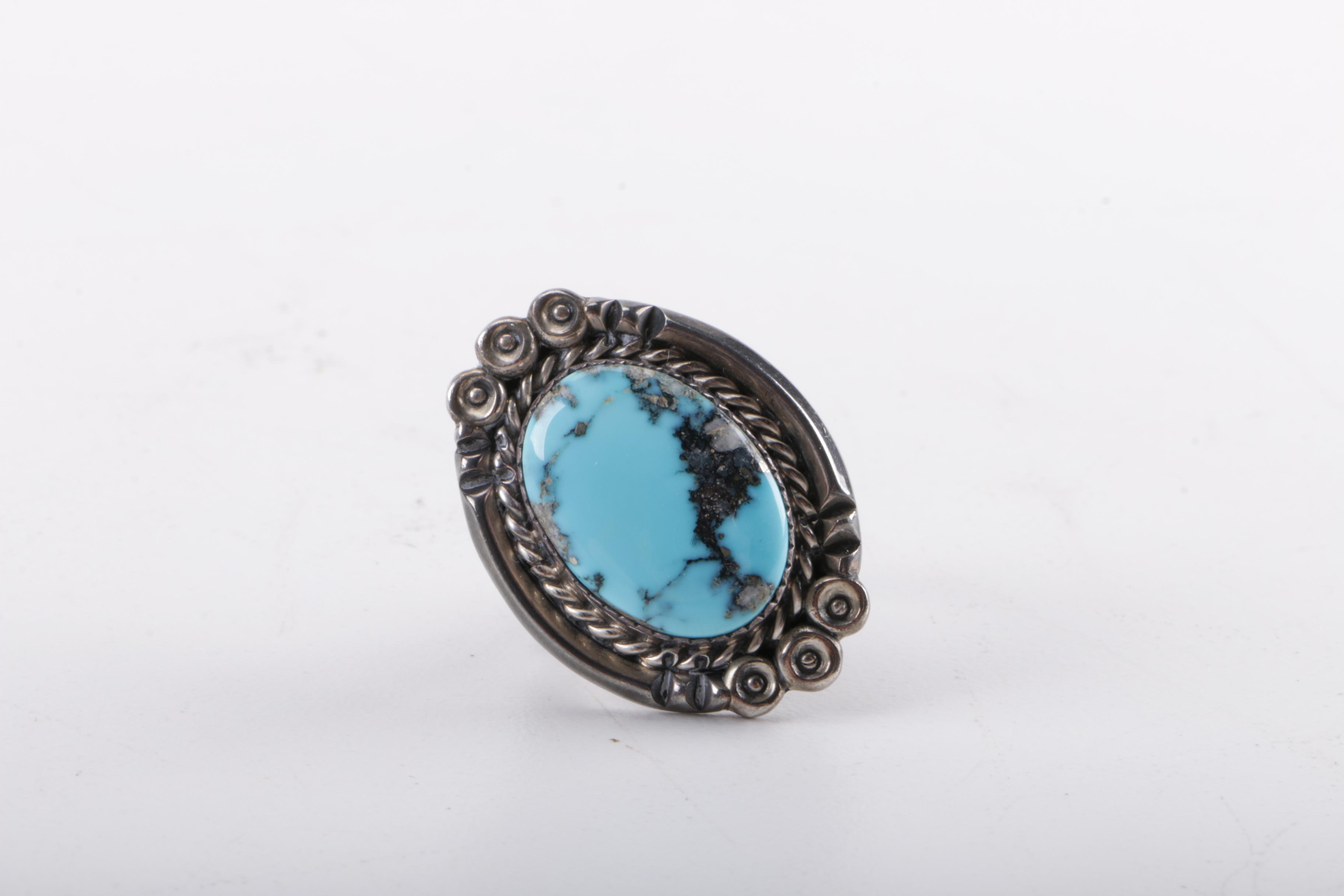 Necklace and Sterling Silver Ring With Turquoise