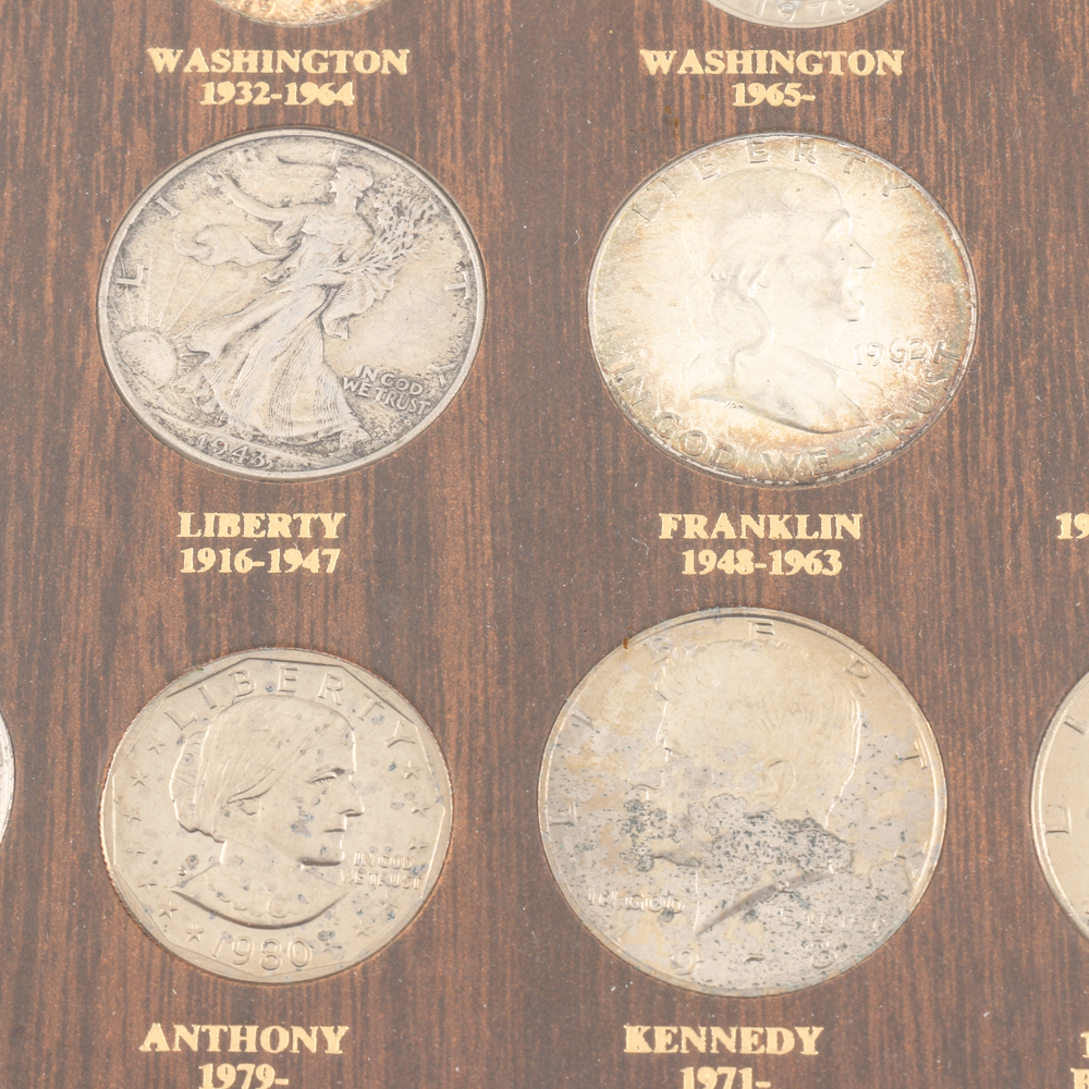 Framed Set of U.S. Twentieth Century Type Coins