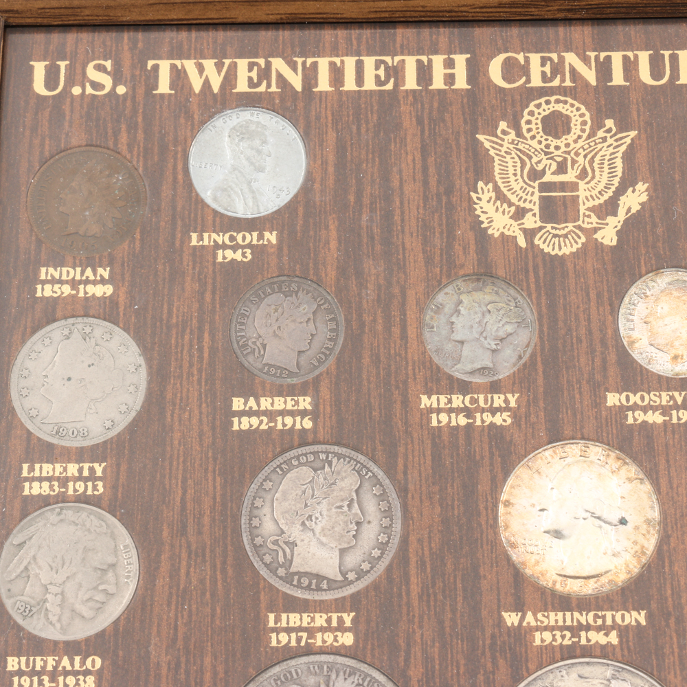 Framed Set of U.S. Twentieth Century Type Coins