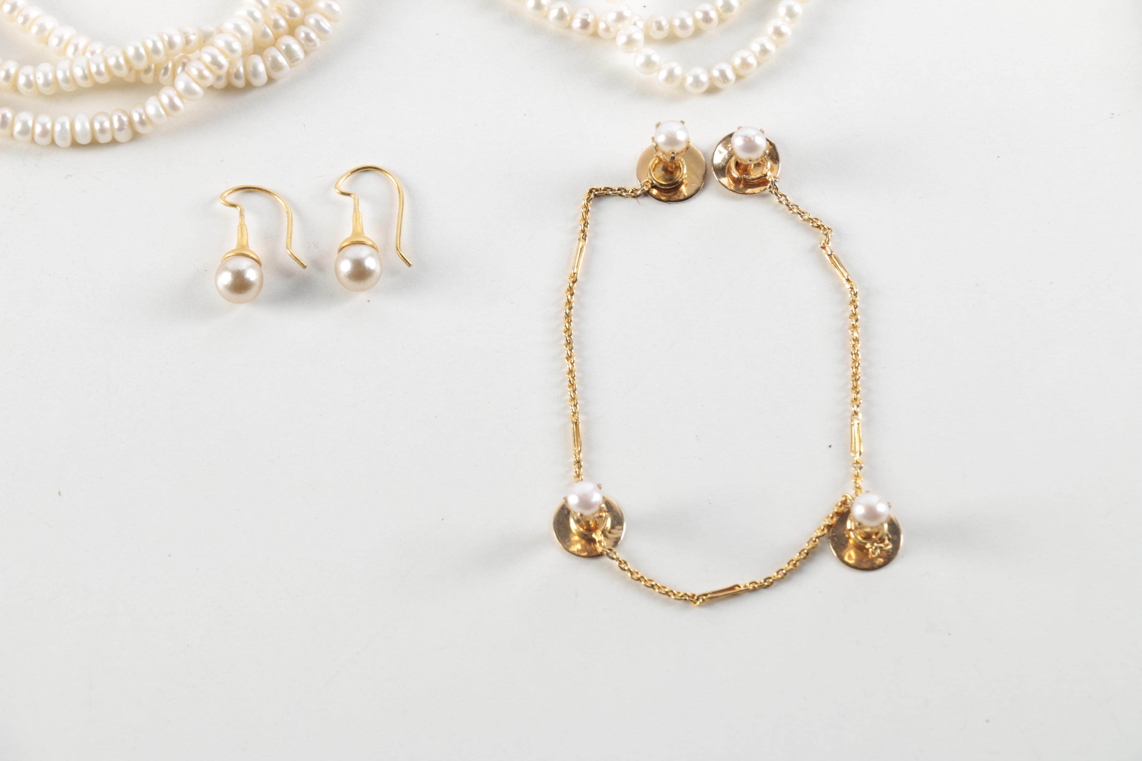 Faux and Cultured Pearl Necklaces and Earring Pair