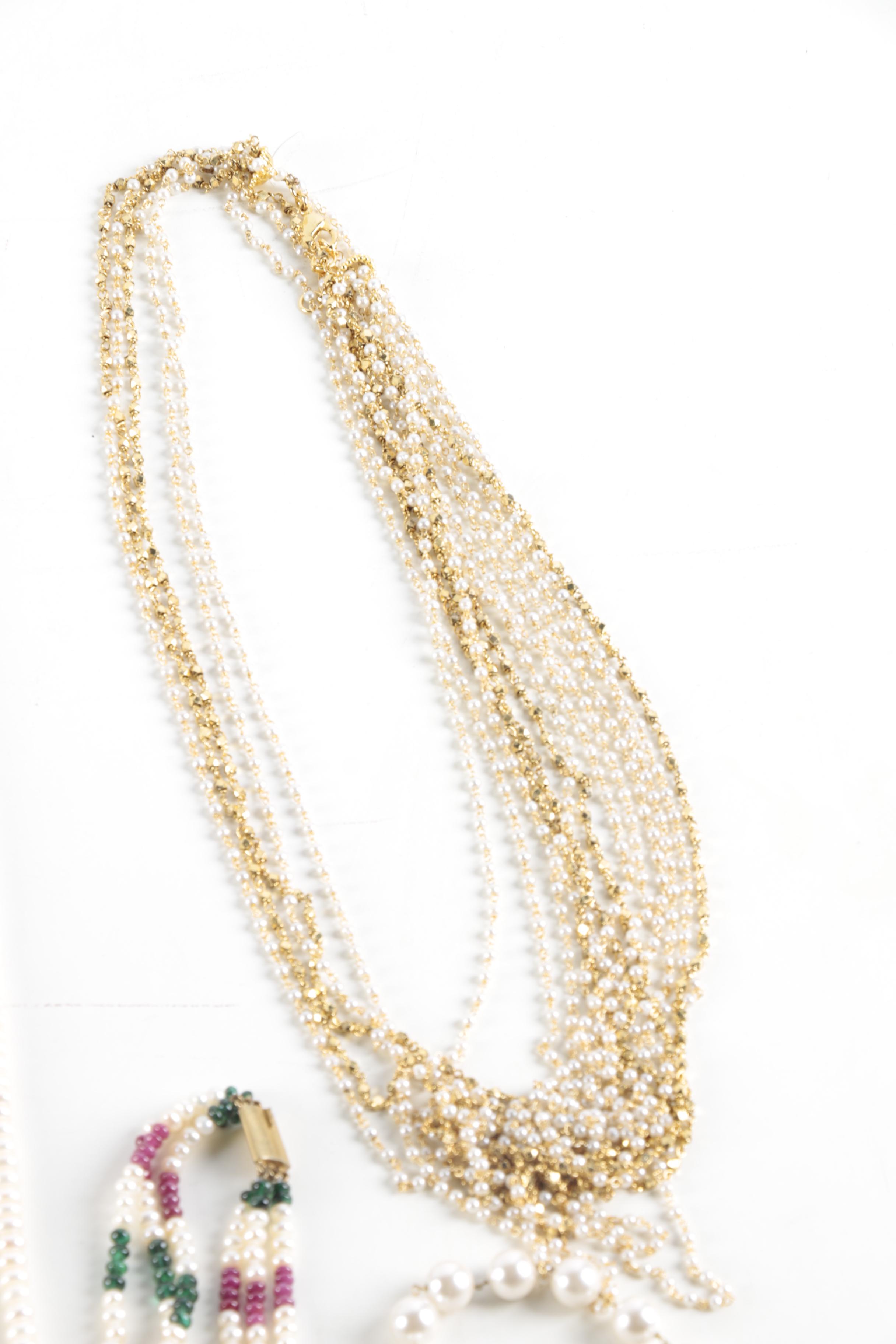 Faux and Cultured Pearl Necklaces and Earring Pair