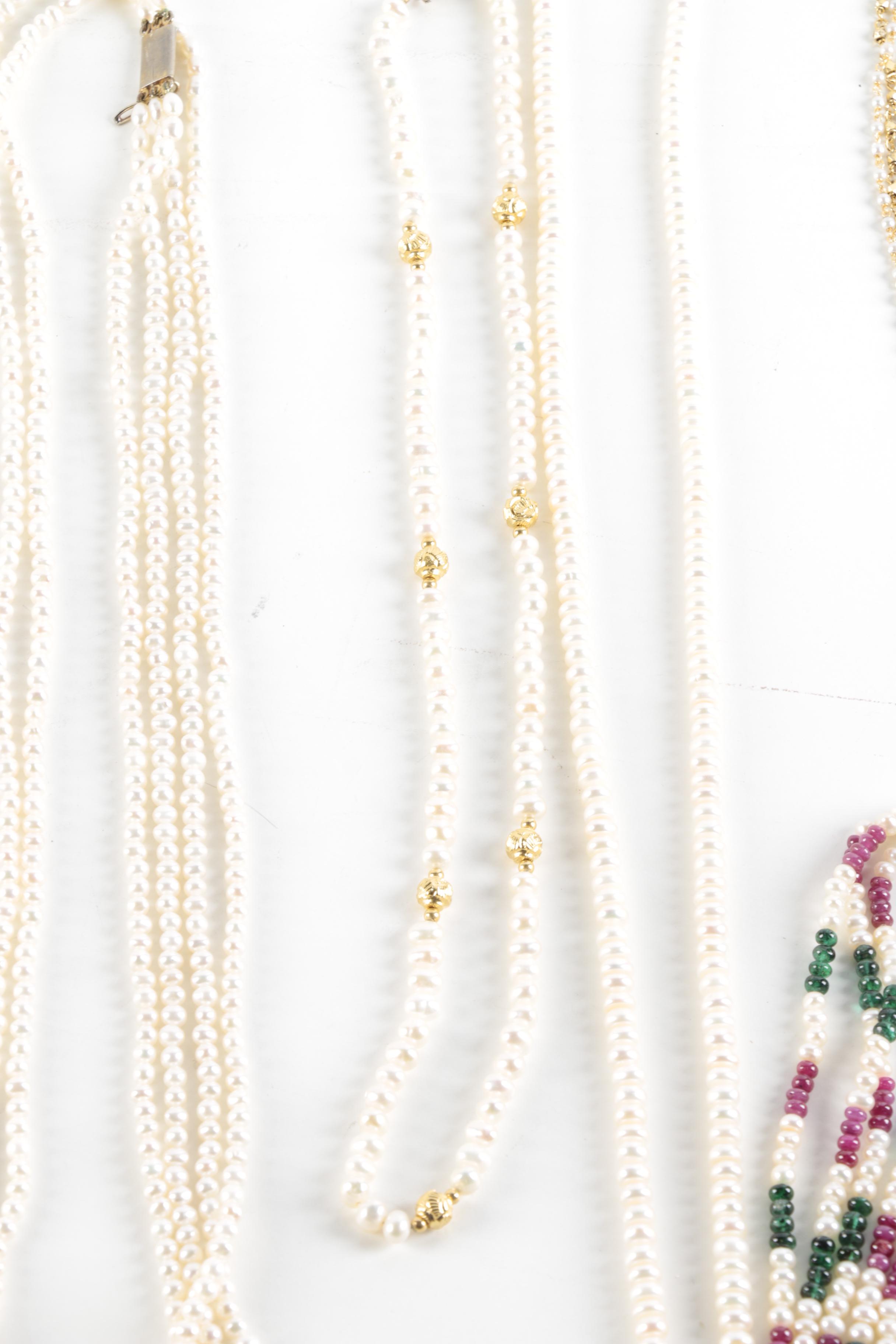 Faux and Cultured Pearl Necklaces and Earring Pair