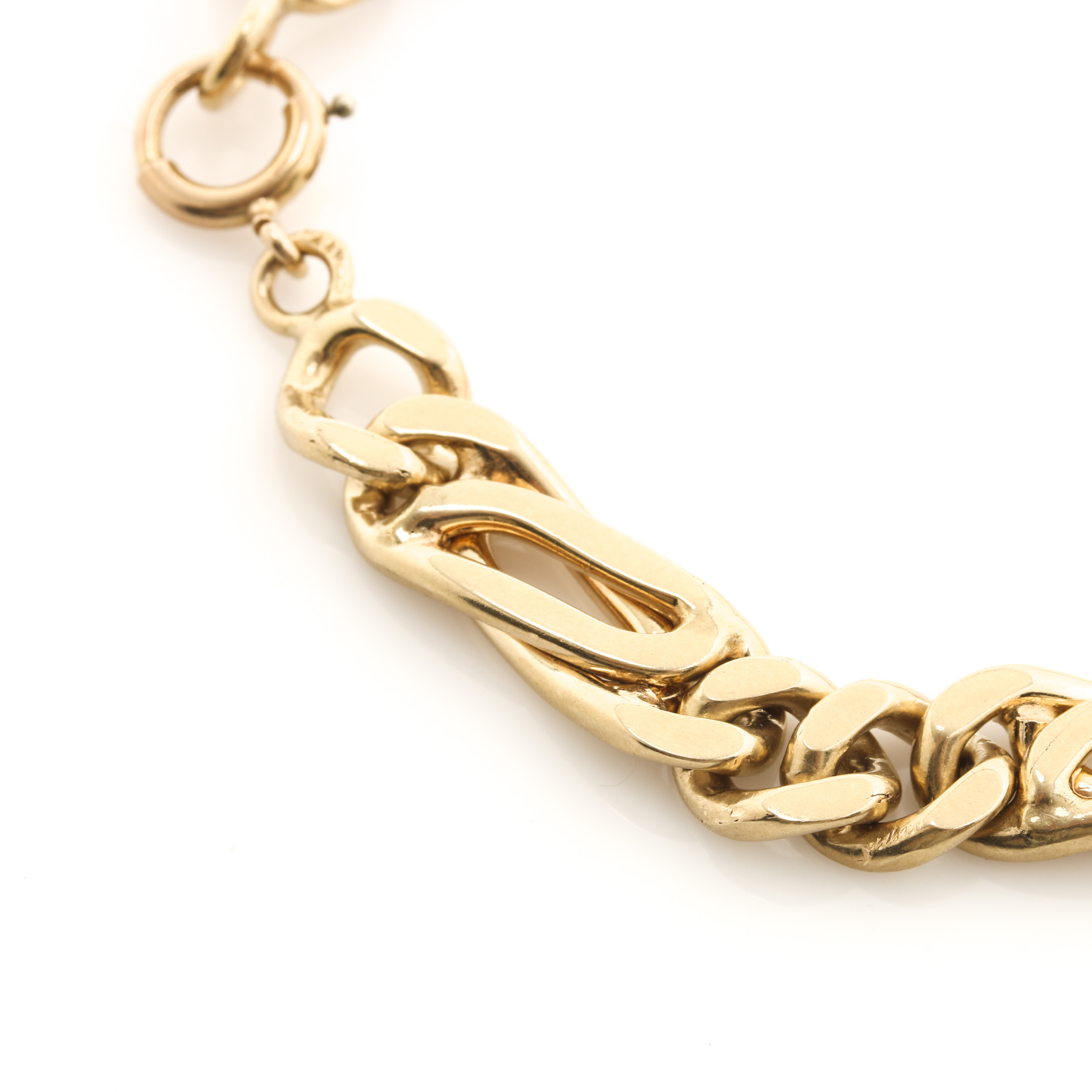 14K Yellow Gold Garnet Charm Bracelet