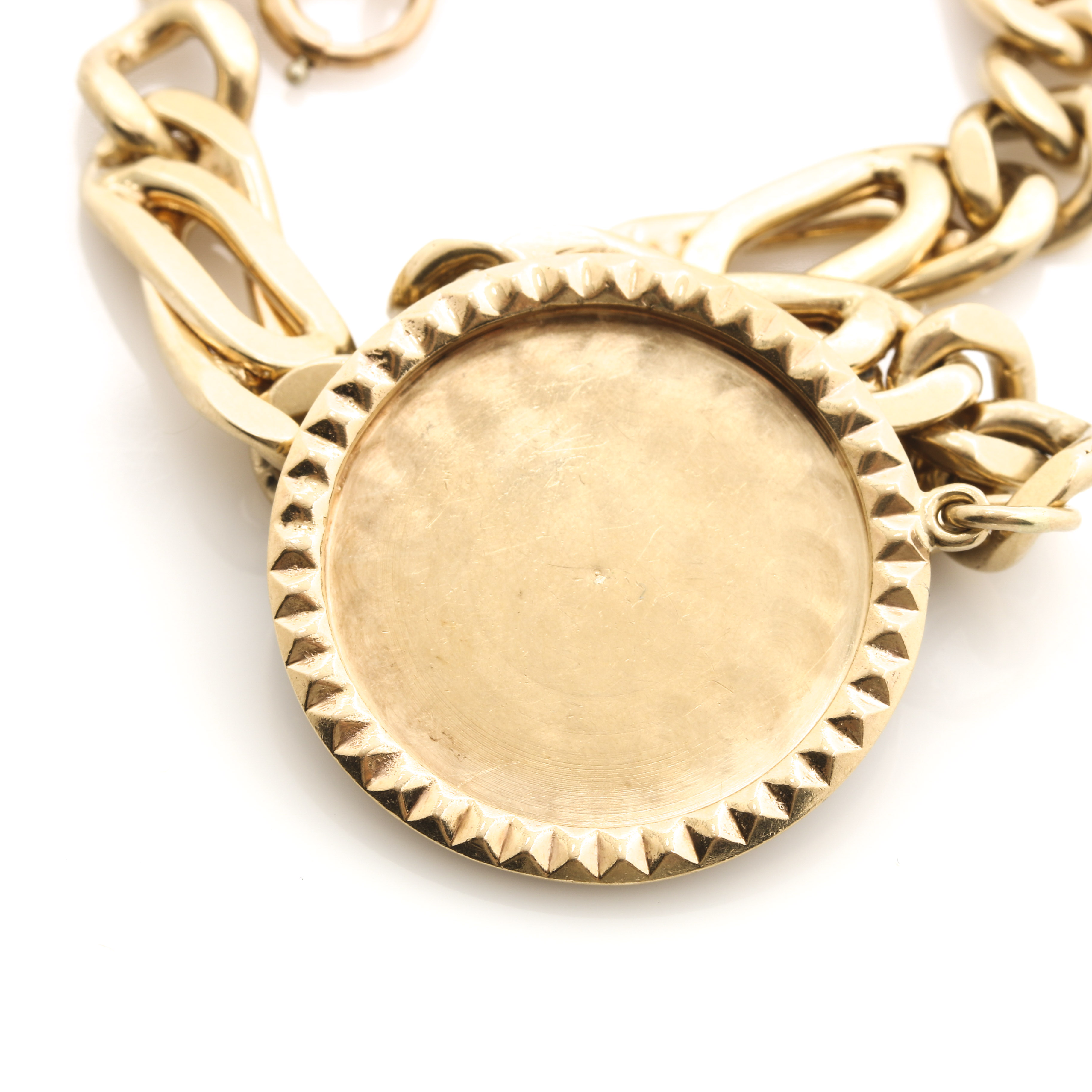 14K Yellow Gold Garnet Charm Bracelet