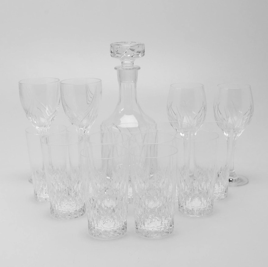 Crystal Decanter With Wines and Tumblers