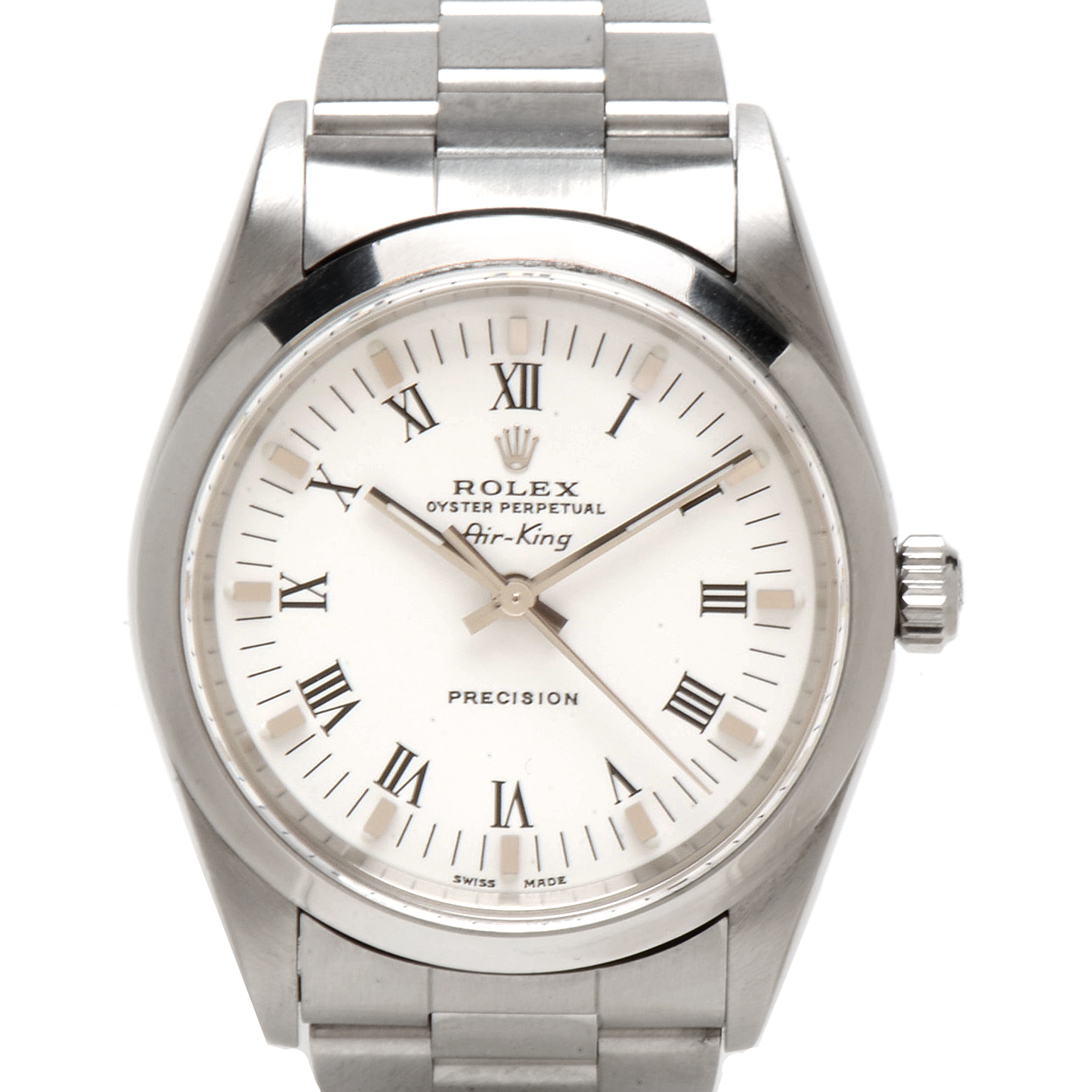 Rolex Perpetual Air-King Stainless Steel White Roman Automatic