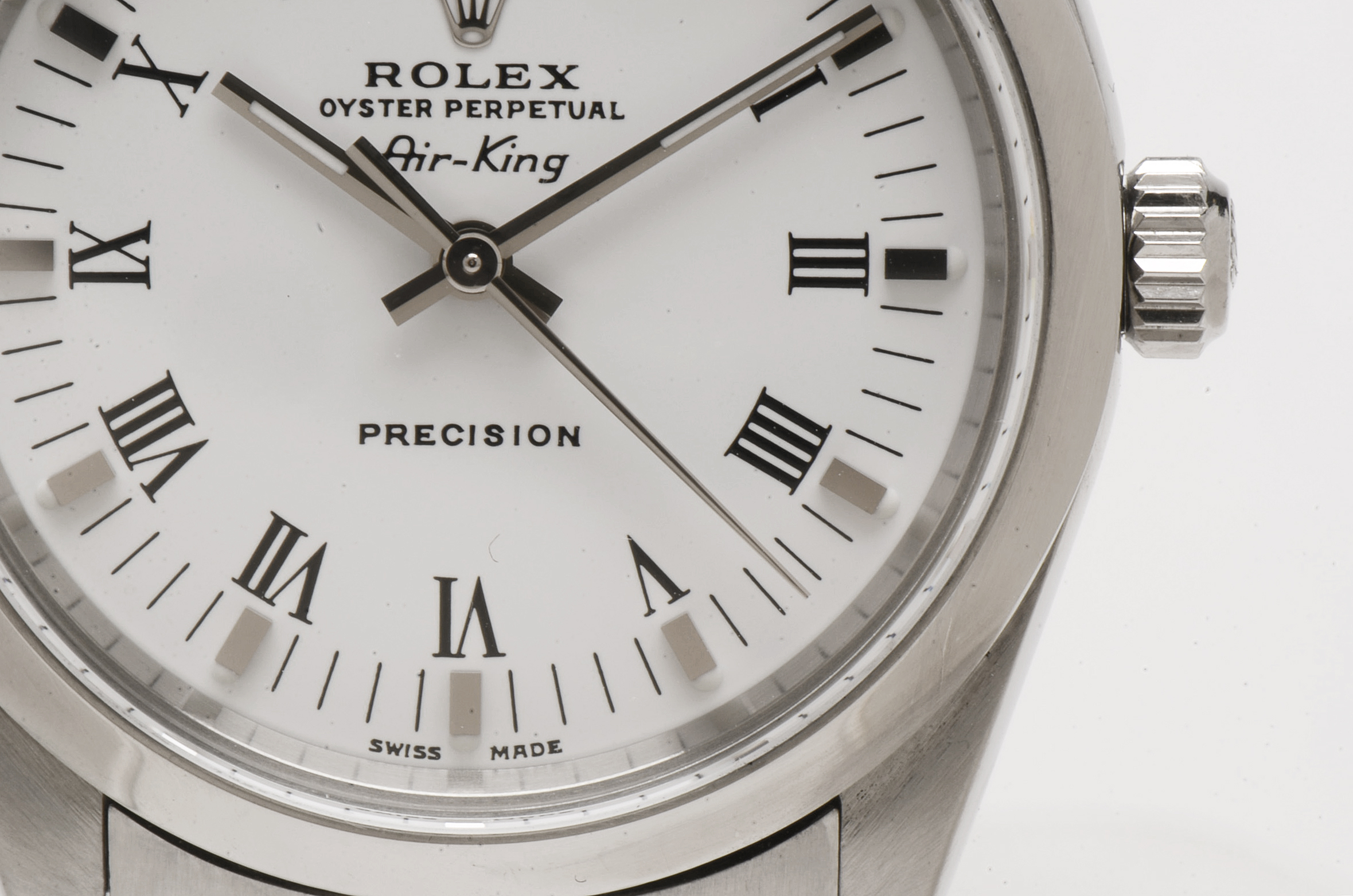 Rolex Perpetual Air-King Stainless Steel White Roman Automatic