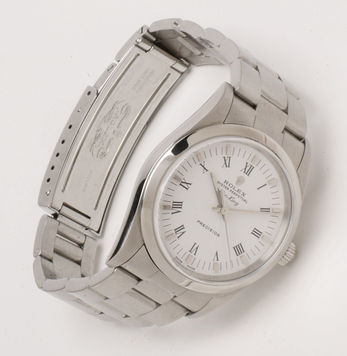 Rolex Perpetual Air-King Stainless Steel White Roman Automatic
